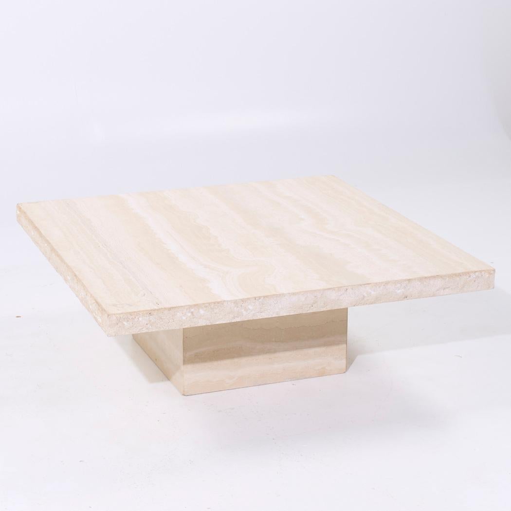 Fin du 20e siècle Table basse en travertin style Ello Mid Century en vente