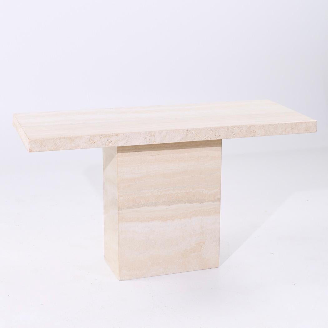 Ello Style Mid Century Travertine Console Table In Good Condition For Sale In Countryside, IL