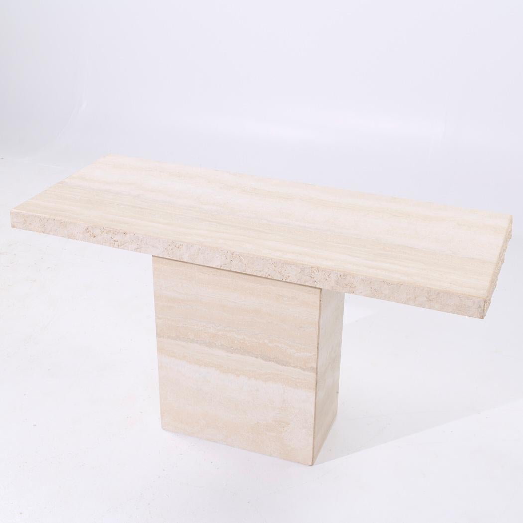 Late 20th Century Ello Style Mid Century Travertine Console Table For Sale