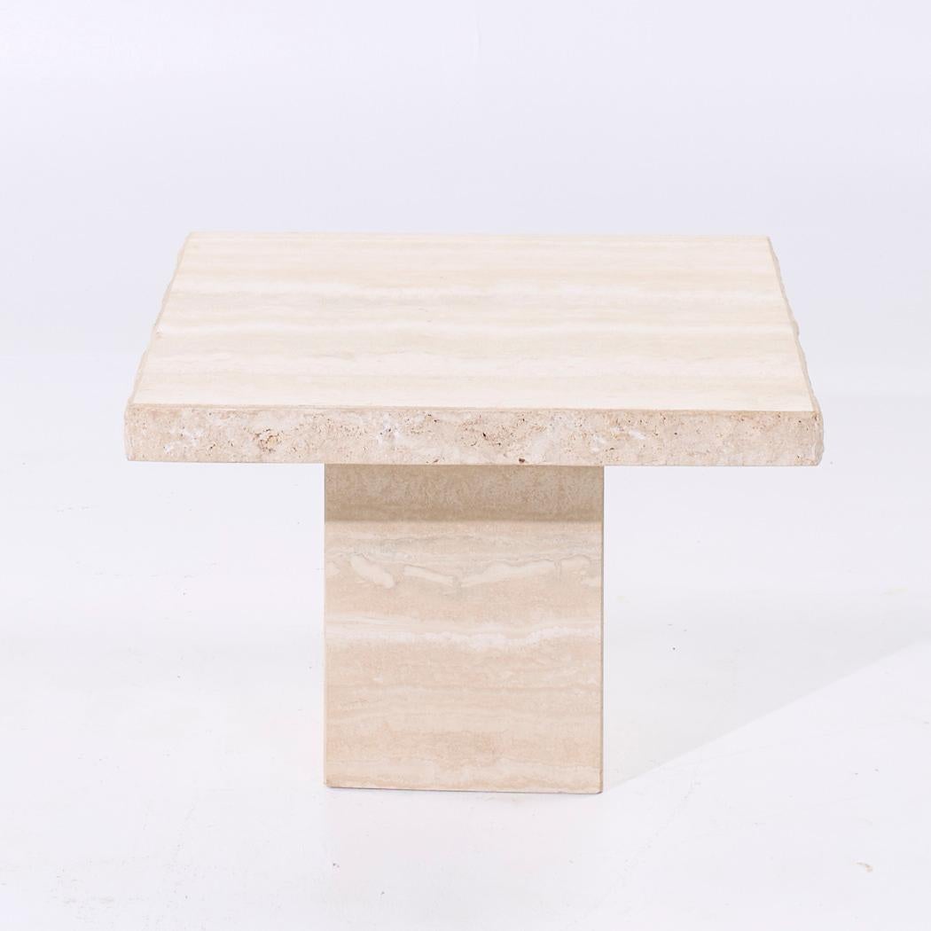 Table d'appoint en travertin style Ello Mid Century Bon état - En vente à Countryside, IL