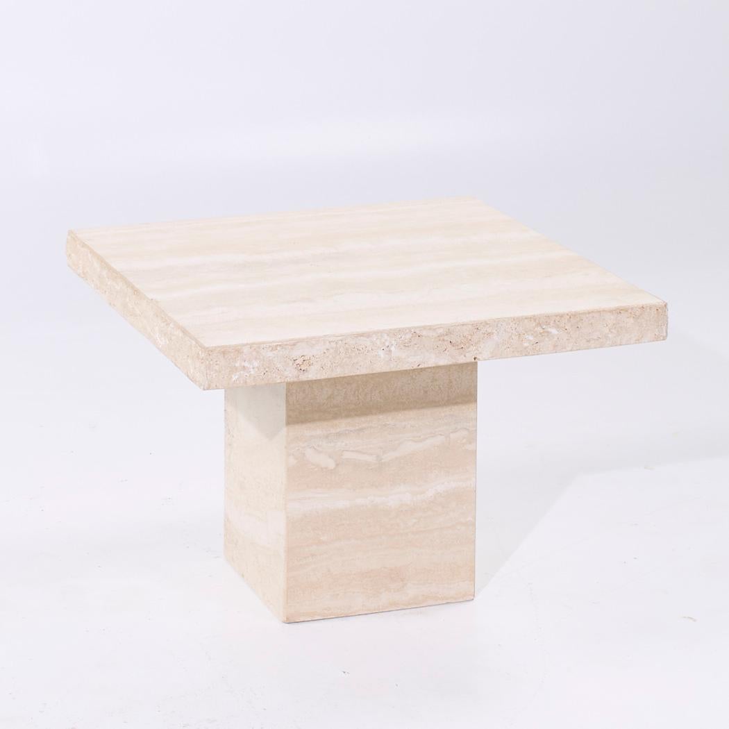 Fin du 20e siècle Table d'appoint en travertin style Ello Mid Century en vente