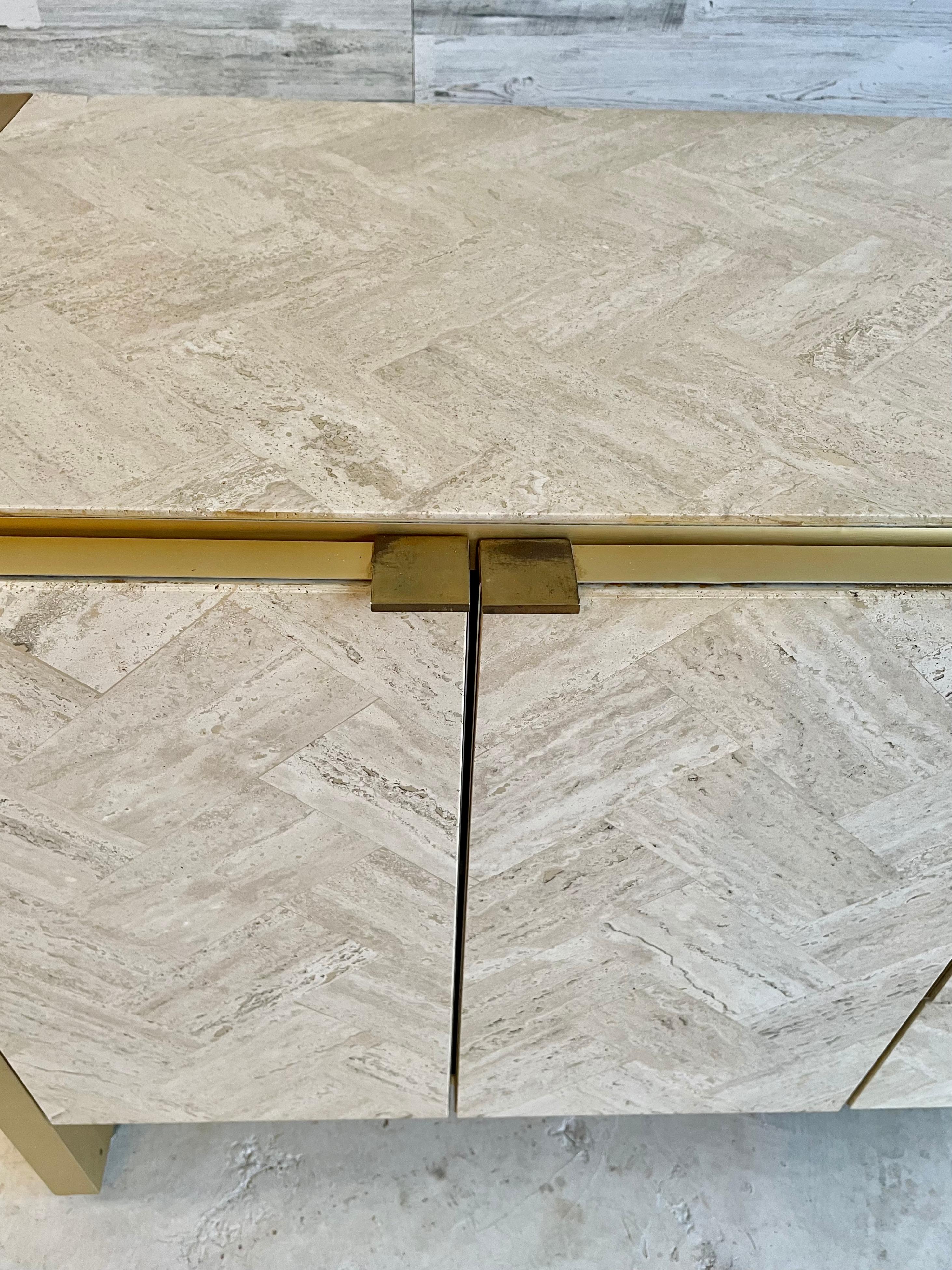 Ello Travertine and Brushed Brass Credenza 3