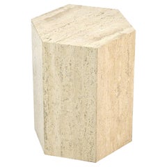 Ello Travertine Hexagonal Side Table / Pedestal