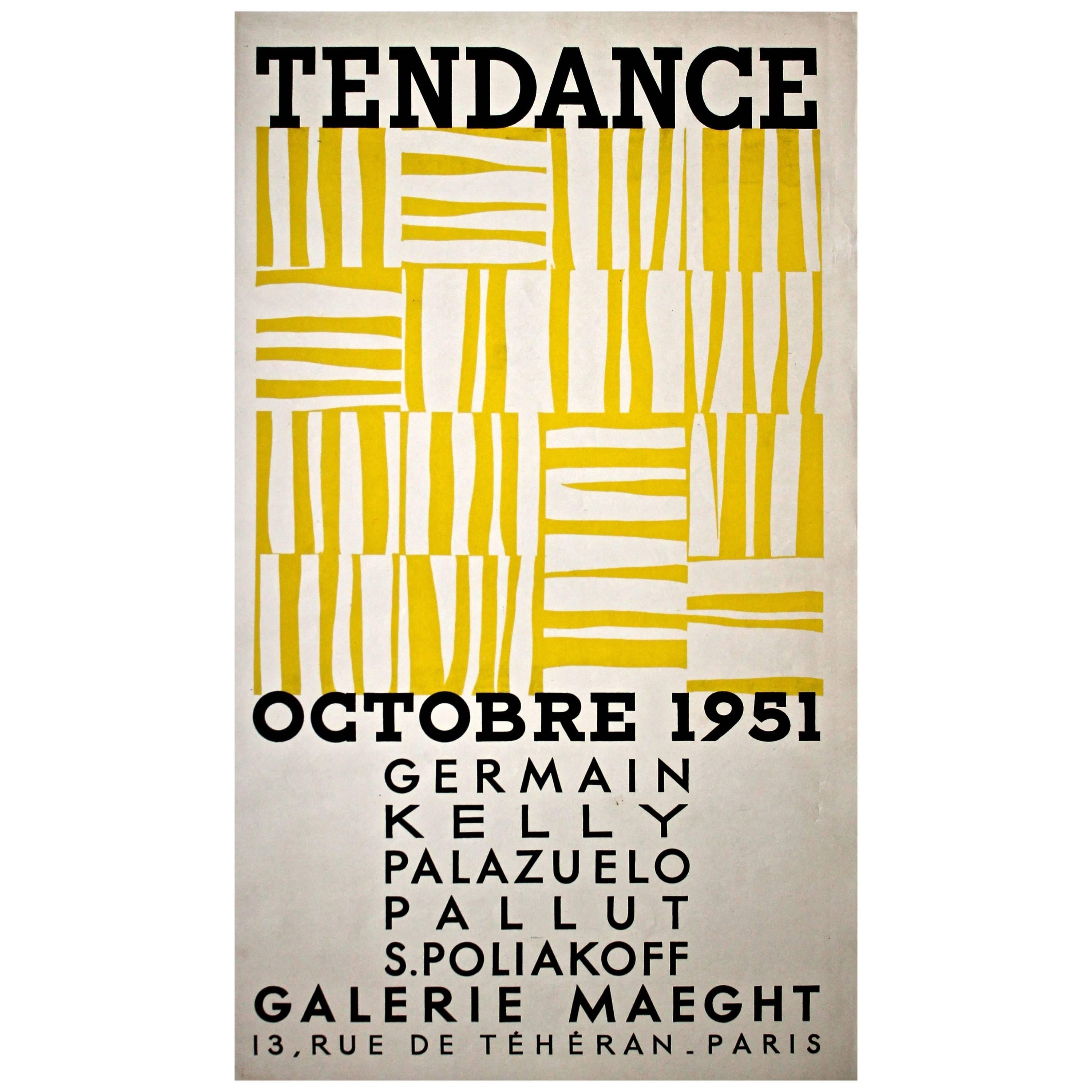 Ellsworth Kelly 1951 Galerie Maeght ImportantRare Serigraph Poster "Tendance"