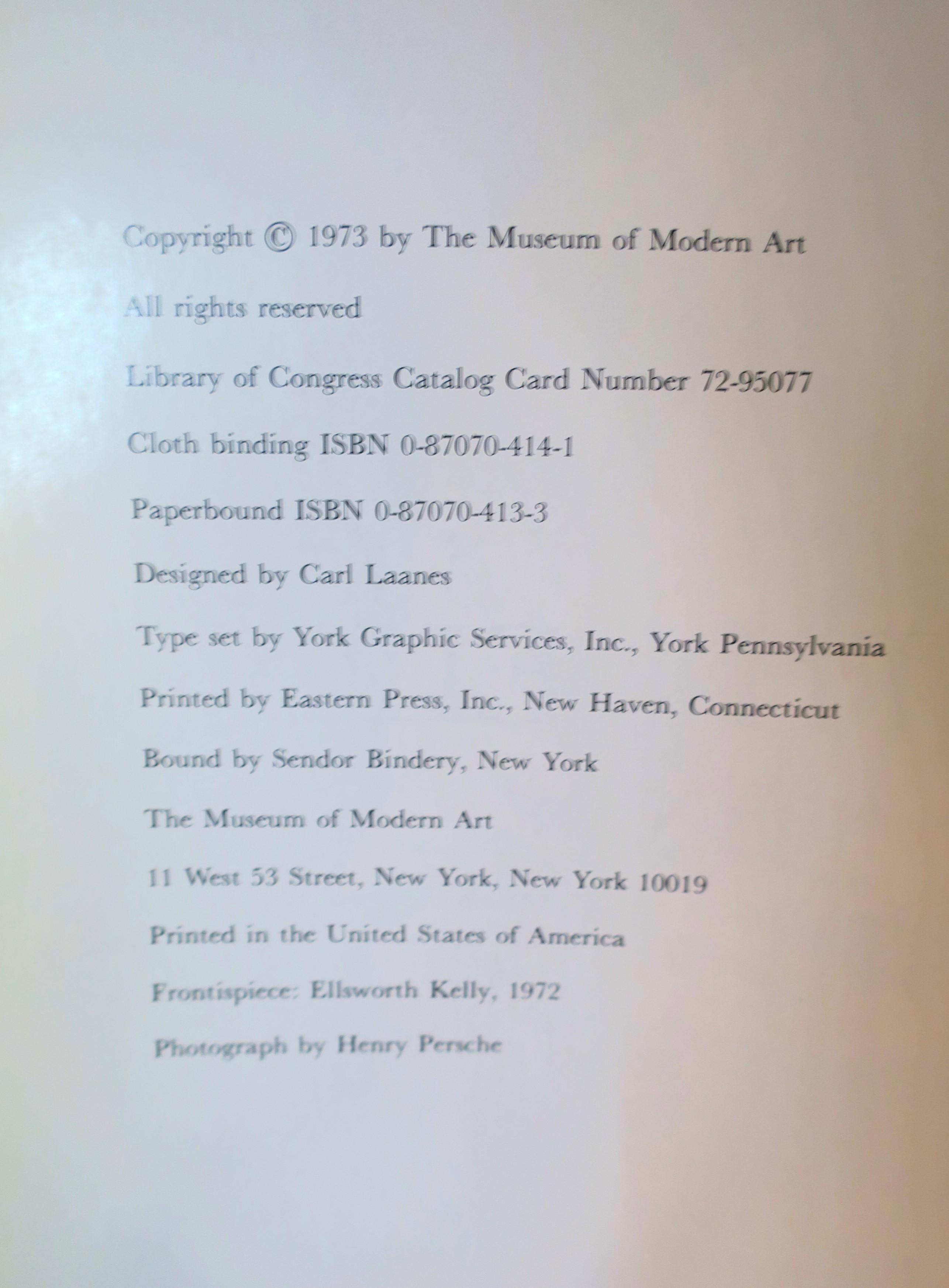 Libro catálogo de la exposición de Ellsworth Kelly Nueva York, 1973 en venta 1