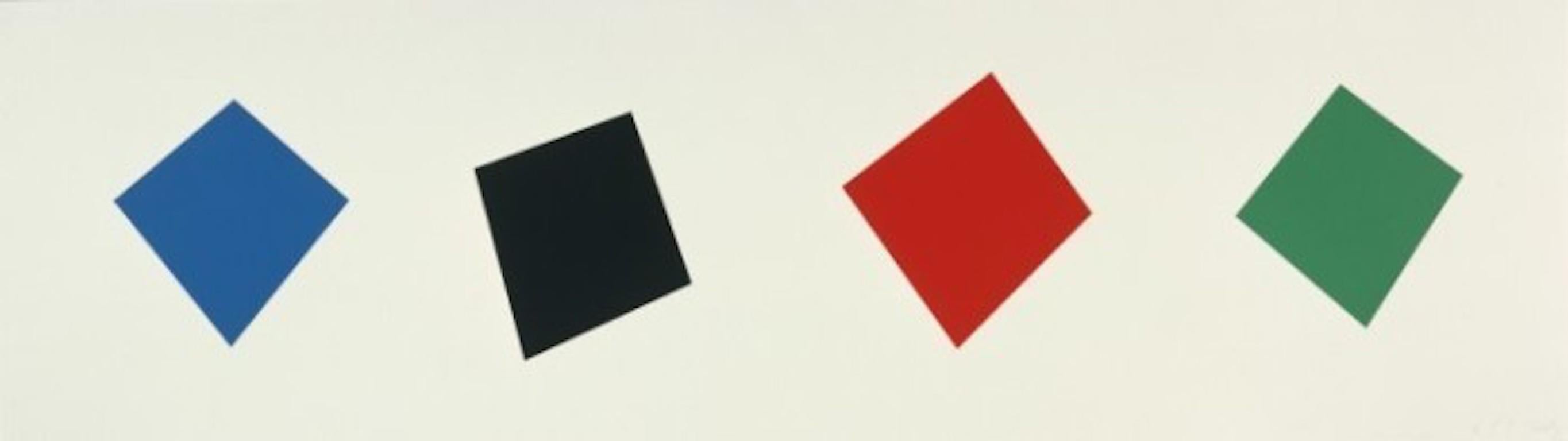 Ellsworth Kelly Abstract Print – Blau/Schwarz / Rot/Grün 