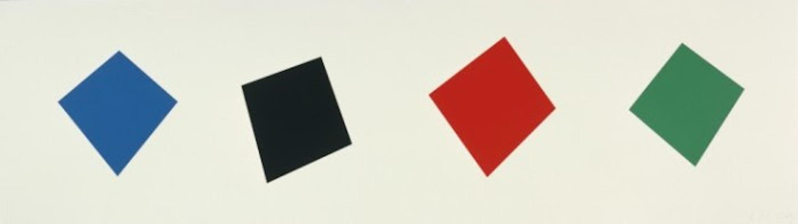 Abstract Print Ellsworth Kelly - Bleu / Noir / Rouge / Vert