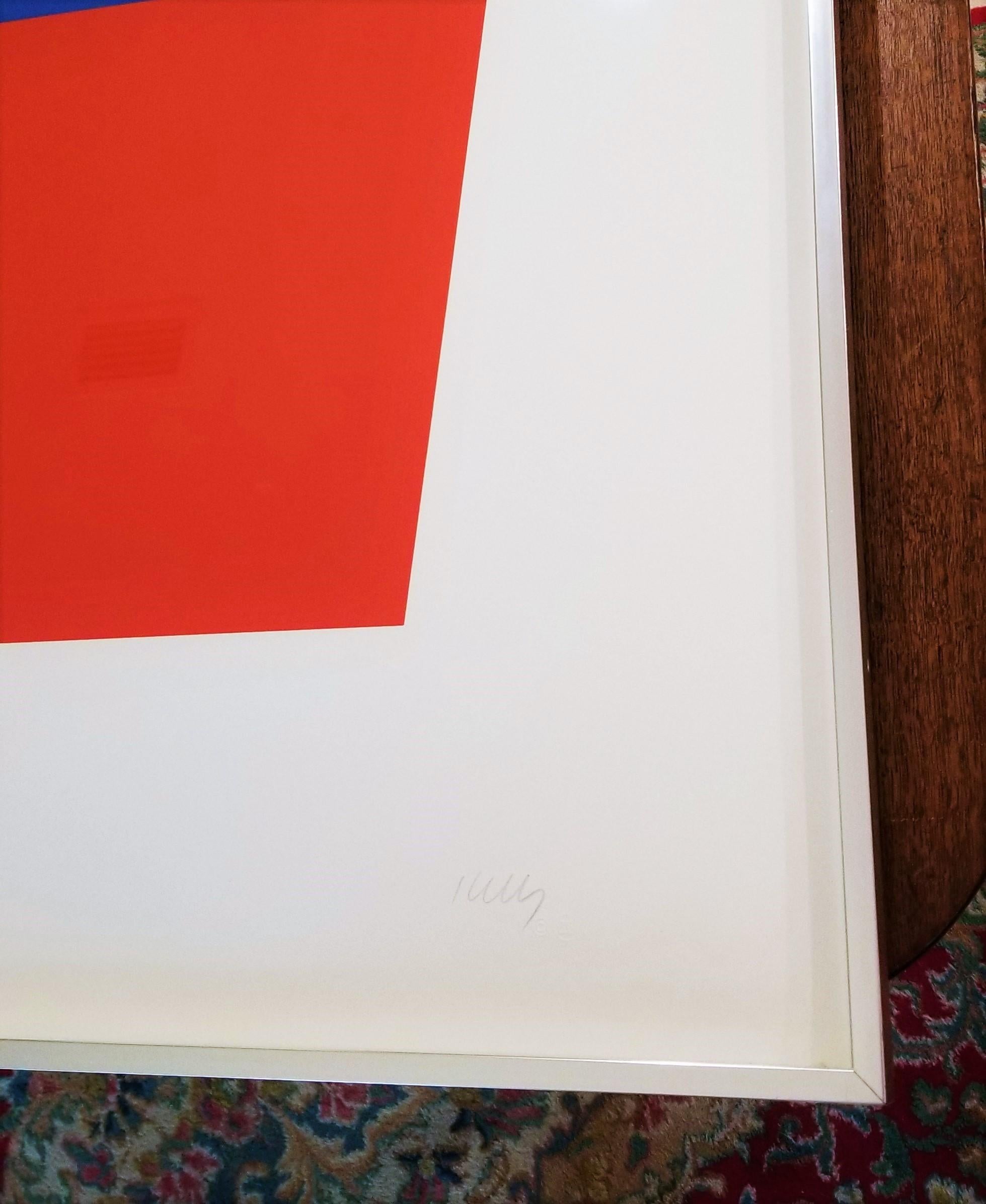 Blau/Rot-Orange /// Contemporary Abstrakt Geometrisch Minimalismus Ellsworth Kelly  im Angebot 4