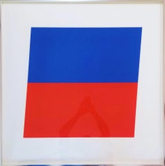 Vintage Blue/Red-Orange /// Contemporary Abstract Geometric Minimalism Ellsworth Kelly 