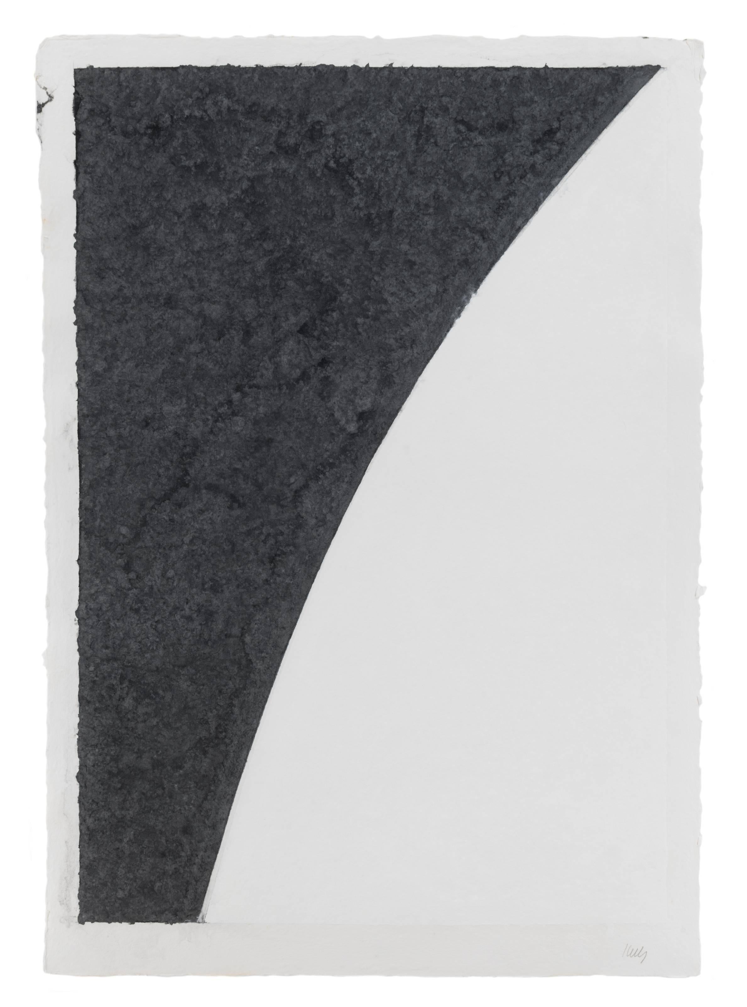 Ellsworth Kelly Abstract Print – Farbfarbenes Papier Bild I (Weiße Kurve mit schwarzem I)