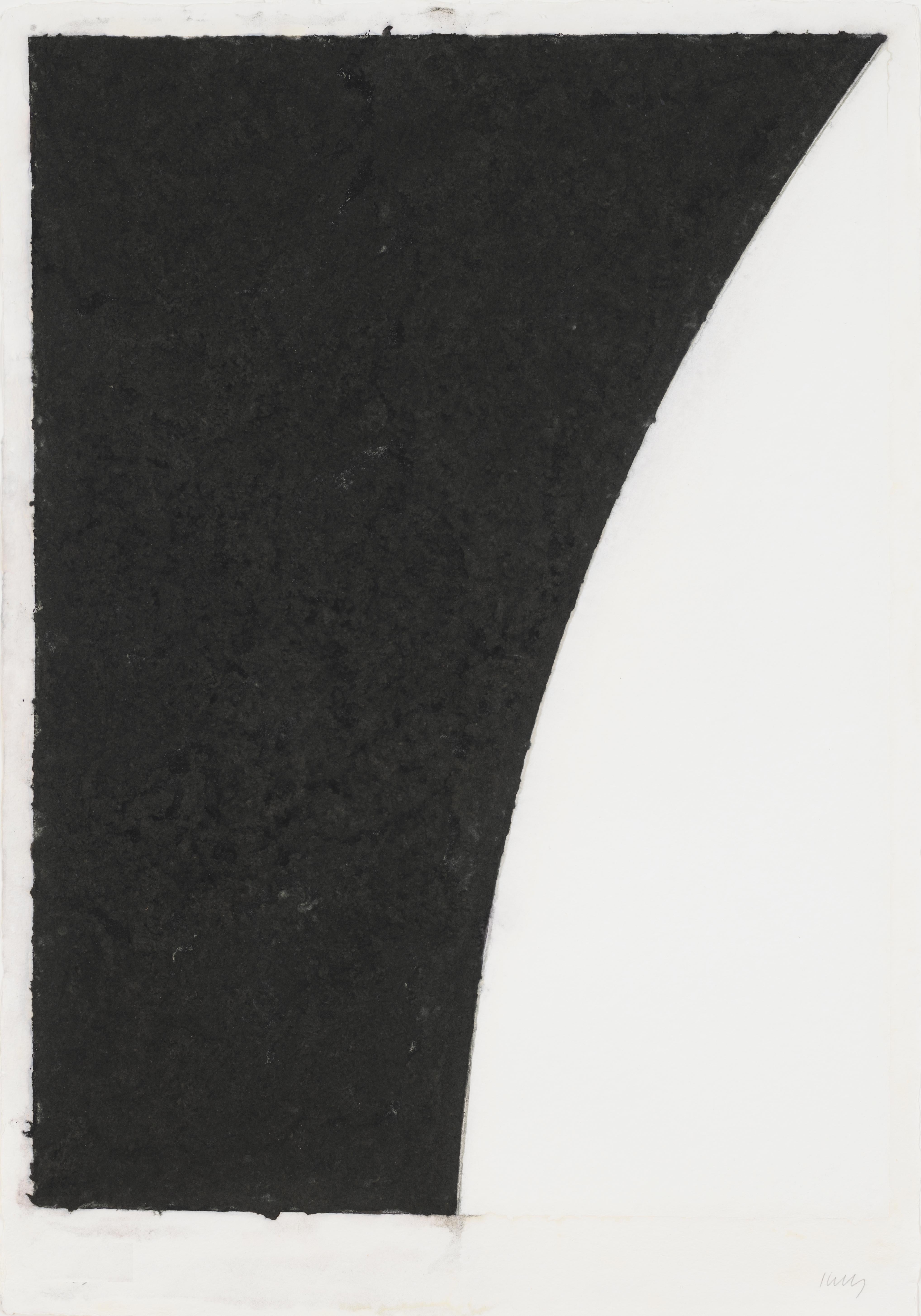 Ellsworth Kelly Abstract Print – Farbfarbenes Papier Bild VI (Weiß mit schwarzer Kurve II)
