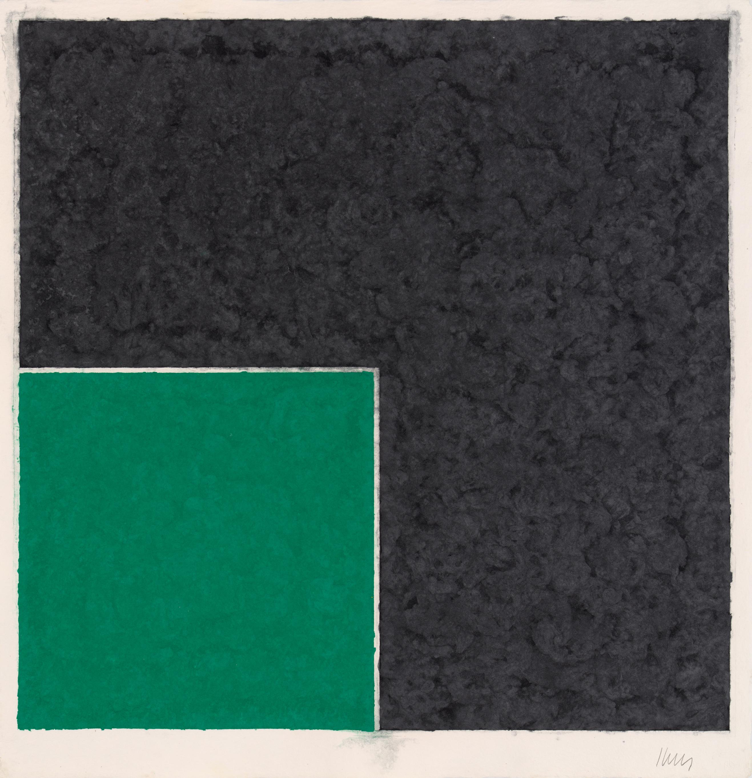Ellsworth Kelly Abstract Print - Colored Paper Image XVIII (Green Square with Dark Gray)