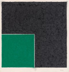 Vintage Colored Paper Image XVIII (Green Square with Dark Gray)