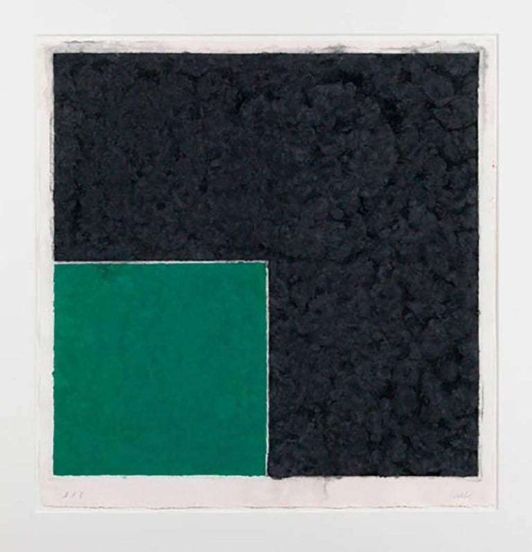 COLORED PAPER IMAGE XVIII (GREEN SQUARE WITH DARK GREY): Axsom Cat. #158 - Print by Ellsworth Kelly