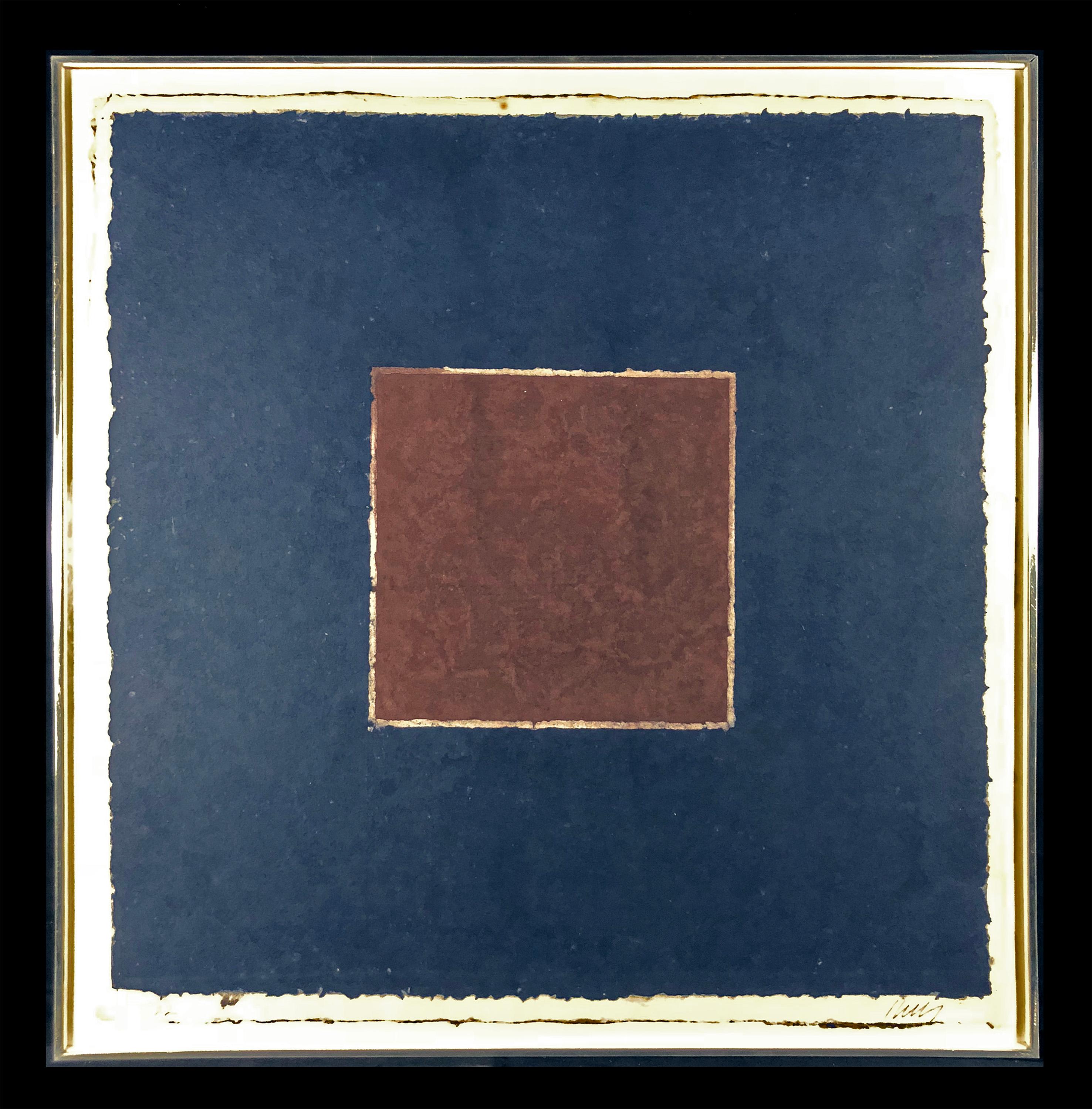 Colored Paper Image XX (Brown Square with Blue) - American Modern Mixed Media Art by Ellsworth Kelly