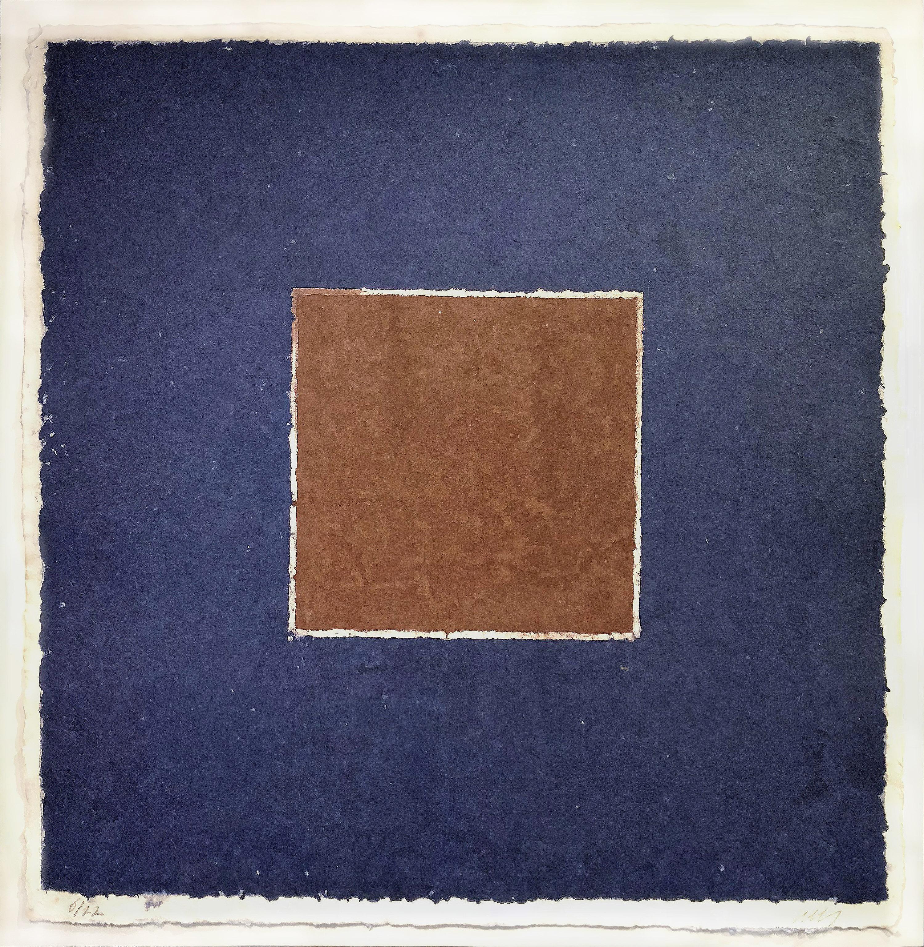 Colored Paper Image XX (Brown Square with Blue) - Mixed Media Art by Ellsworth Kelly