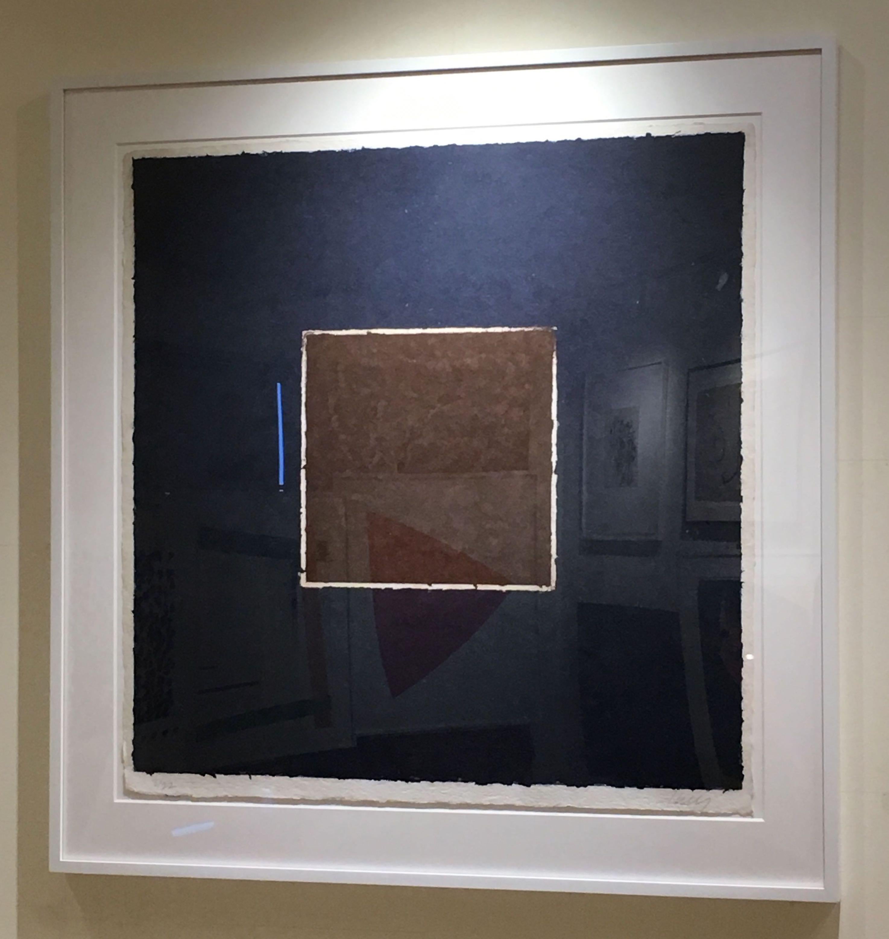 Image XX en papier coloré (carré brun avec bleu), tirée d'images en papier coloré - Print de Ellsworth Kelly
