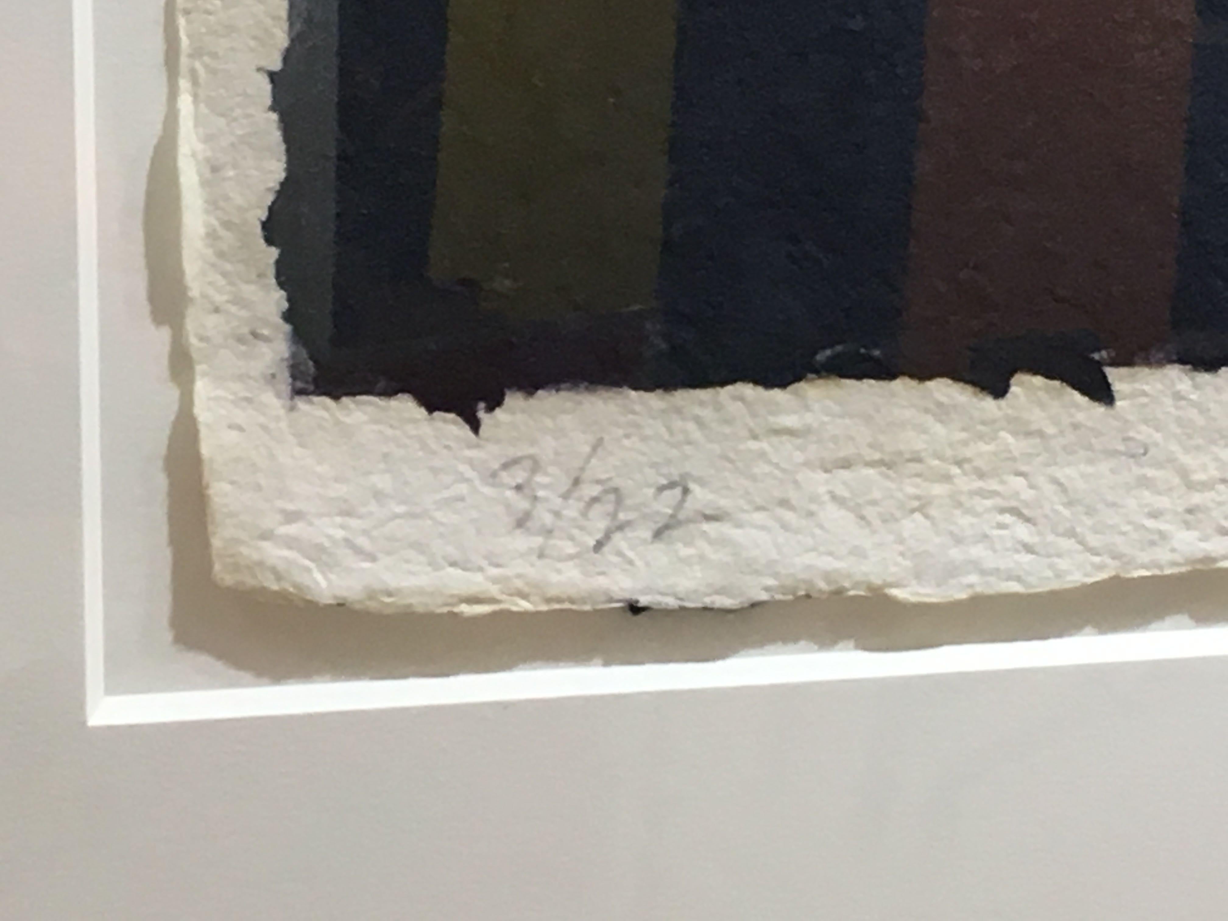 Farbefarbenes Papierbild XX (Brauner Quadrat mit Blau), aus farbigen Papierbildern (Schwarz), Abstract Print, von Ellsworth Kelly