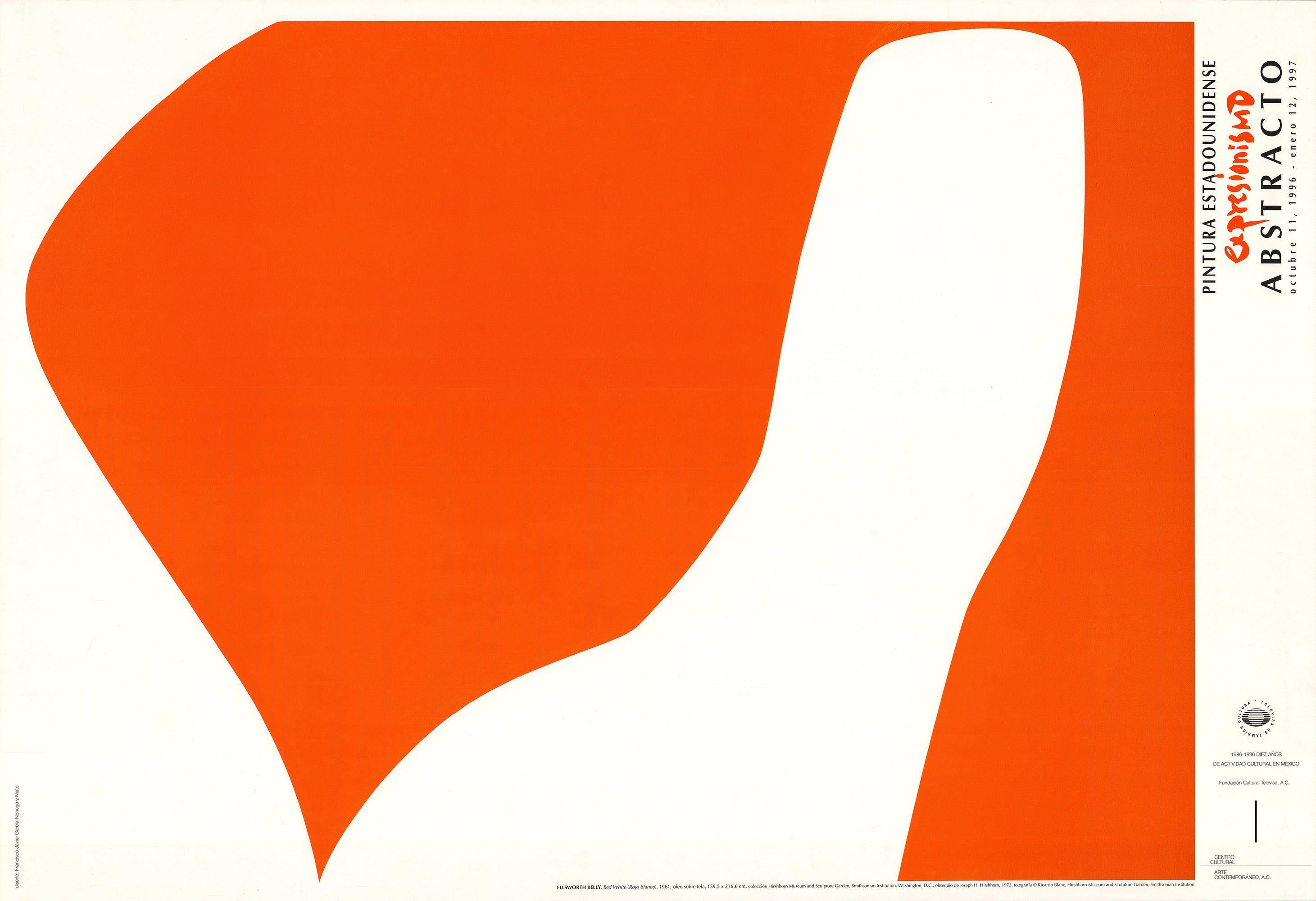 This striking poster was created to commemorate the Marlborough Gallery's traveling exhibition on American Abstract Expressionism, hosted in Mexico from 1996 to 1997. Featuring the iconic minimalist style of Ellsworth Kelly, Red White exemplifies