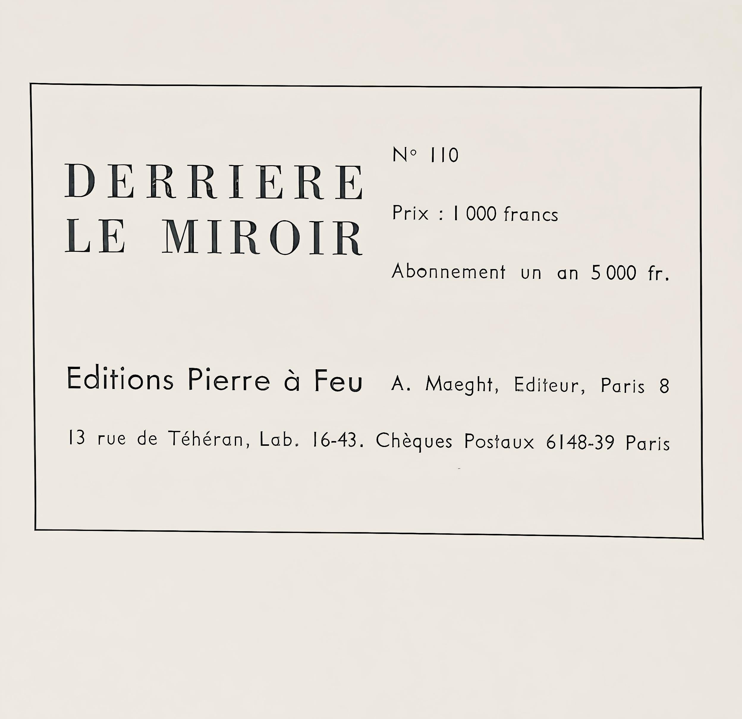 Lithograph on vélin paper. Inscription: Unsigned and unnumbered. Good condition. Notes: From Derrière le miroir, N° 110, published by Aimé Maeght, Éditeur, Paris; printed by Éditions Pierre à Feu, Galerie Maeght, Paris, 1958. Excerpted from a