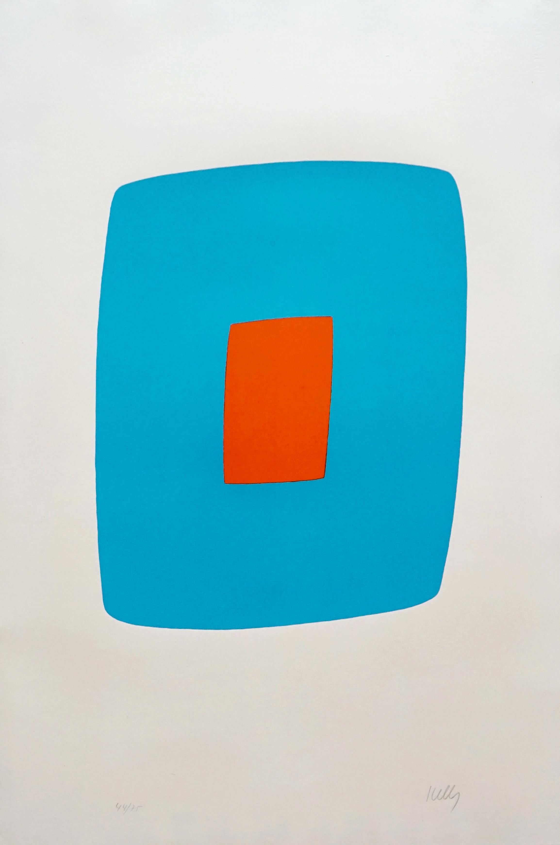 Ellsworth Kelly Abstract Print – Hellblau mit Orange (Bleu clair avec orange) VI.11