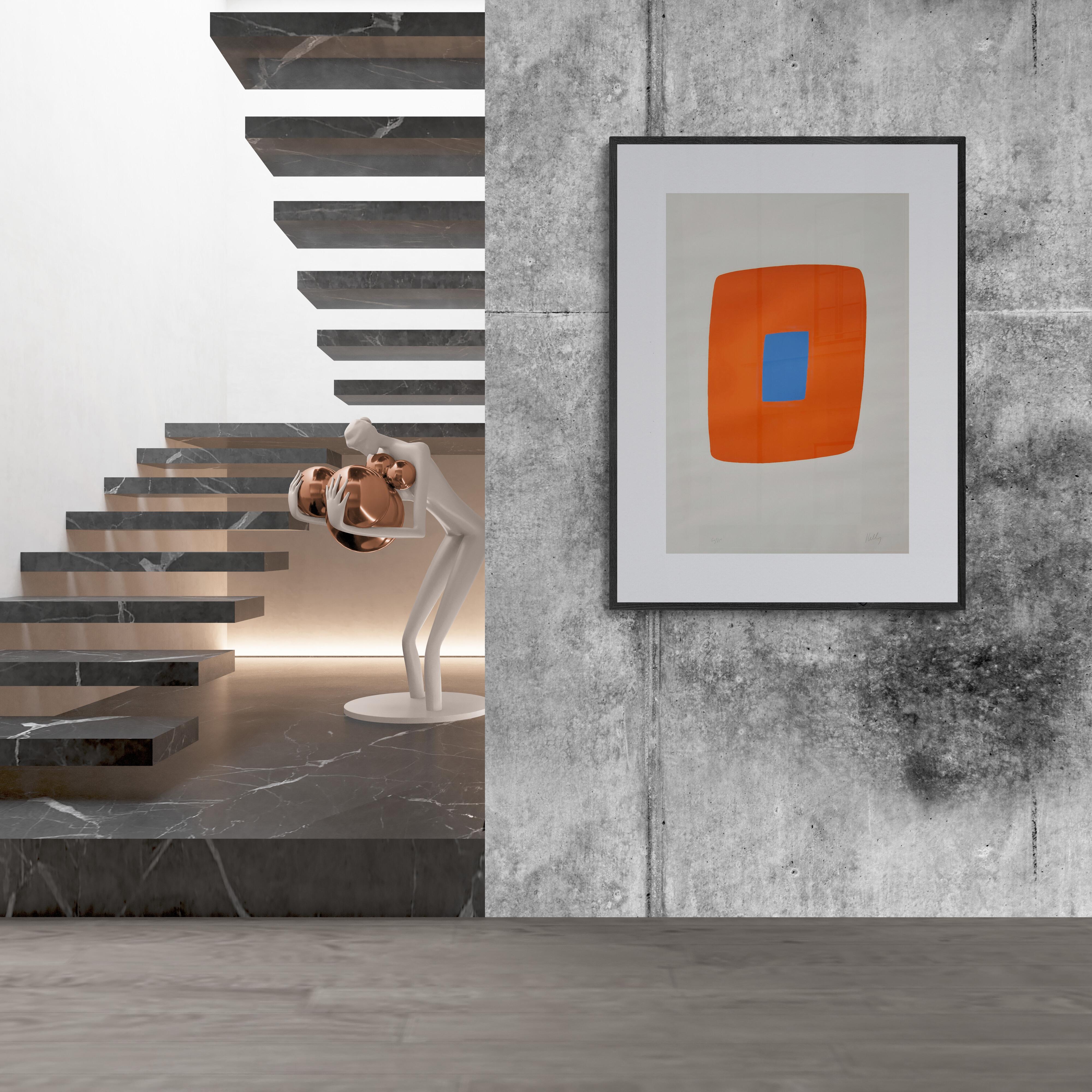 Orange with Blue (Minimalism, Iconic, Blue Chip, Abstract, Modern, 30% OFF) 4