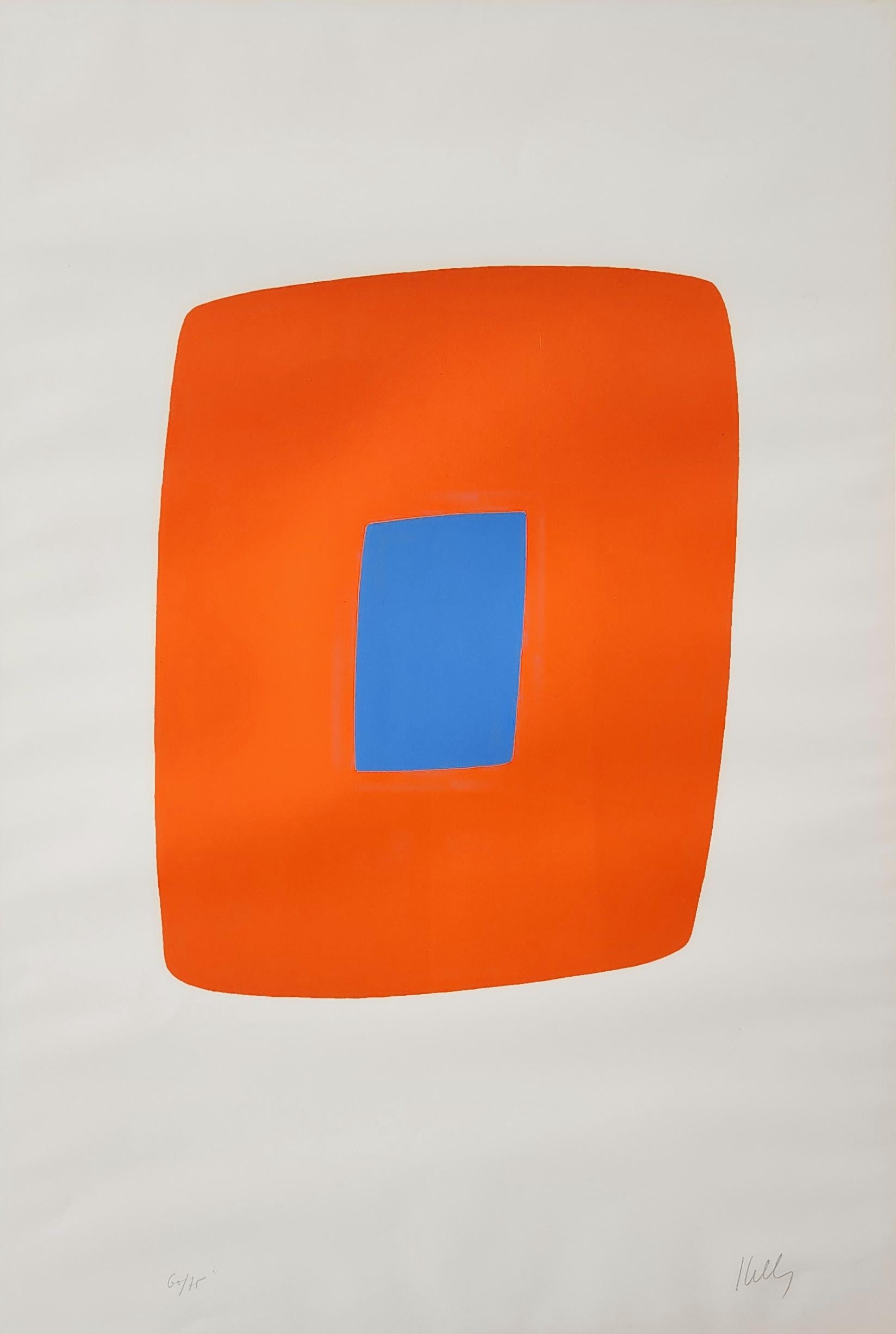 Ellsworth Kelly Abstract Print - Orange with Blue (Minimalism, Iconic, Blue Chip, Abstract, Modern, 30% OFF)