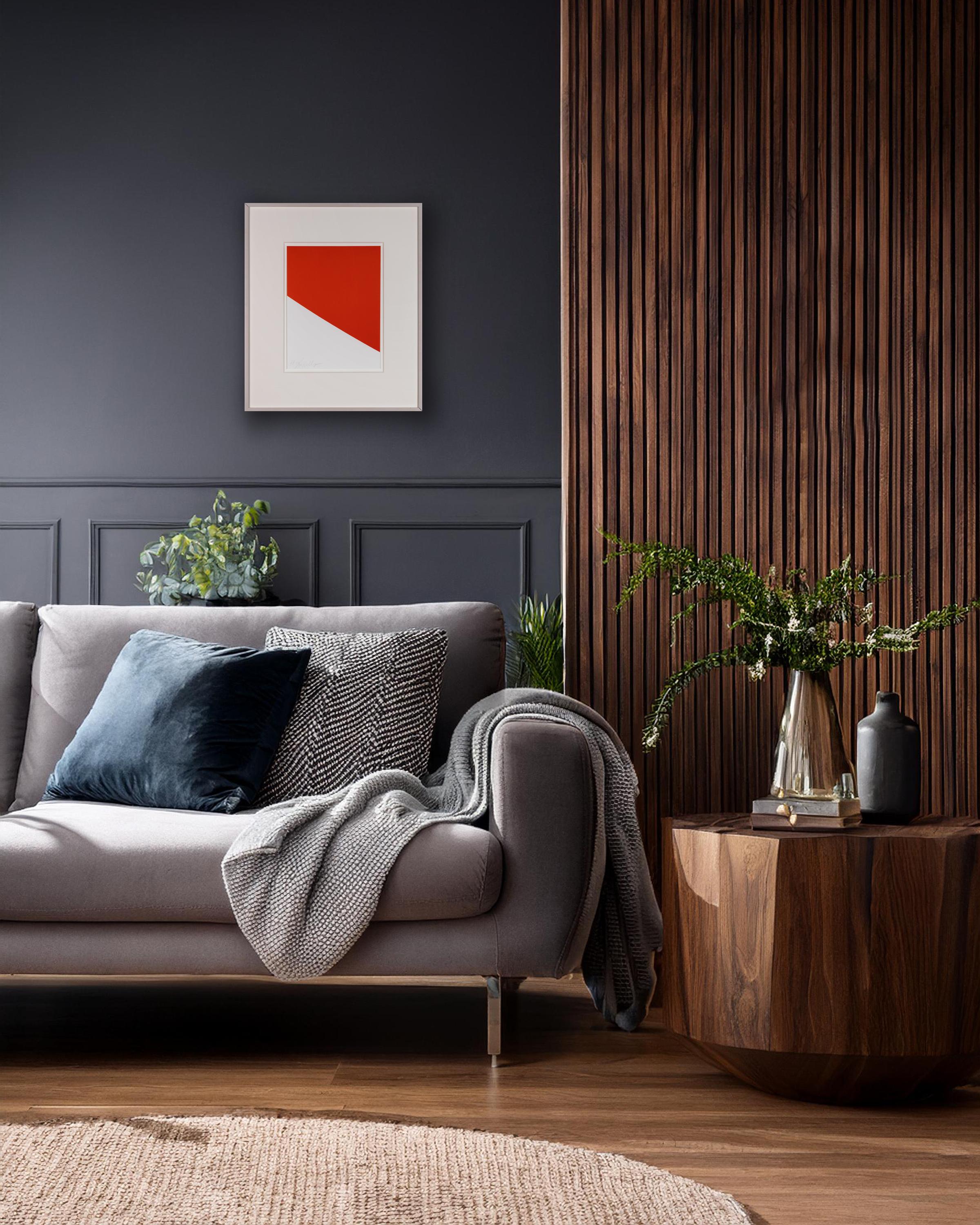 Red Curve - Abstract Color Lithograph, 1999 For Sale 1