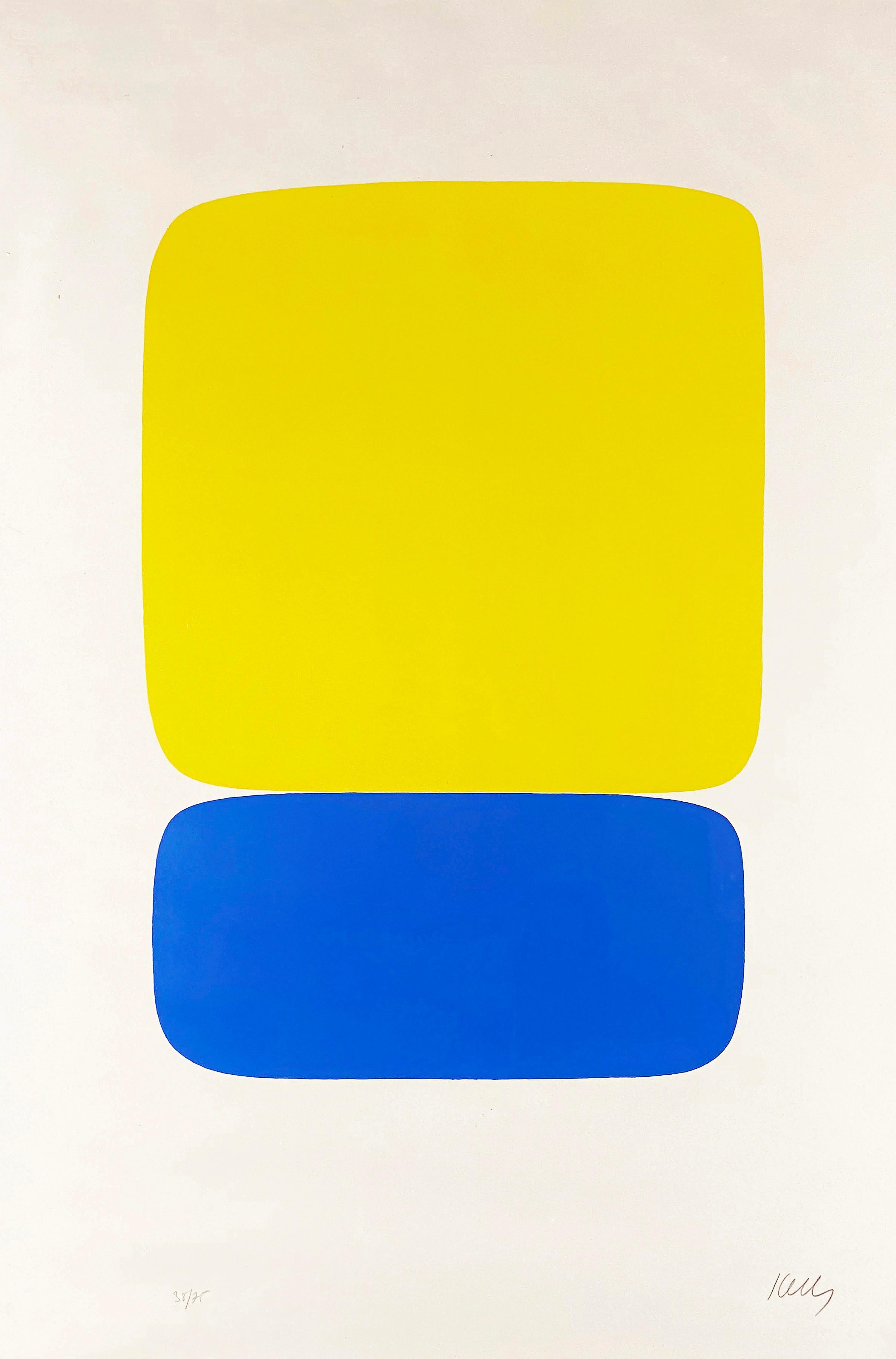 Ellsworth Kelly Abstract Print - Yellow Over Dark Blue (from the Suite of Twenty-Seven Color Lithographs)