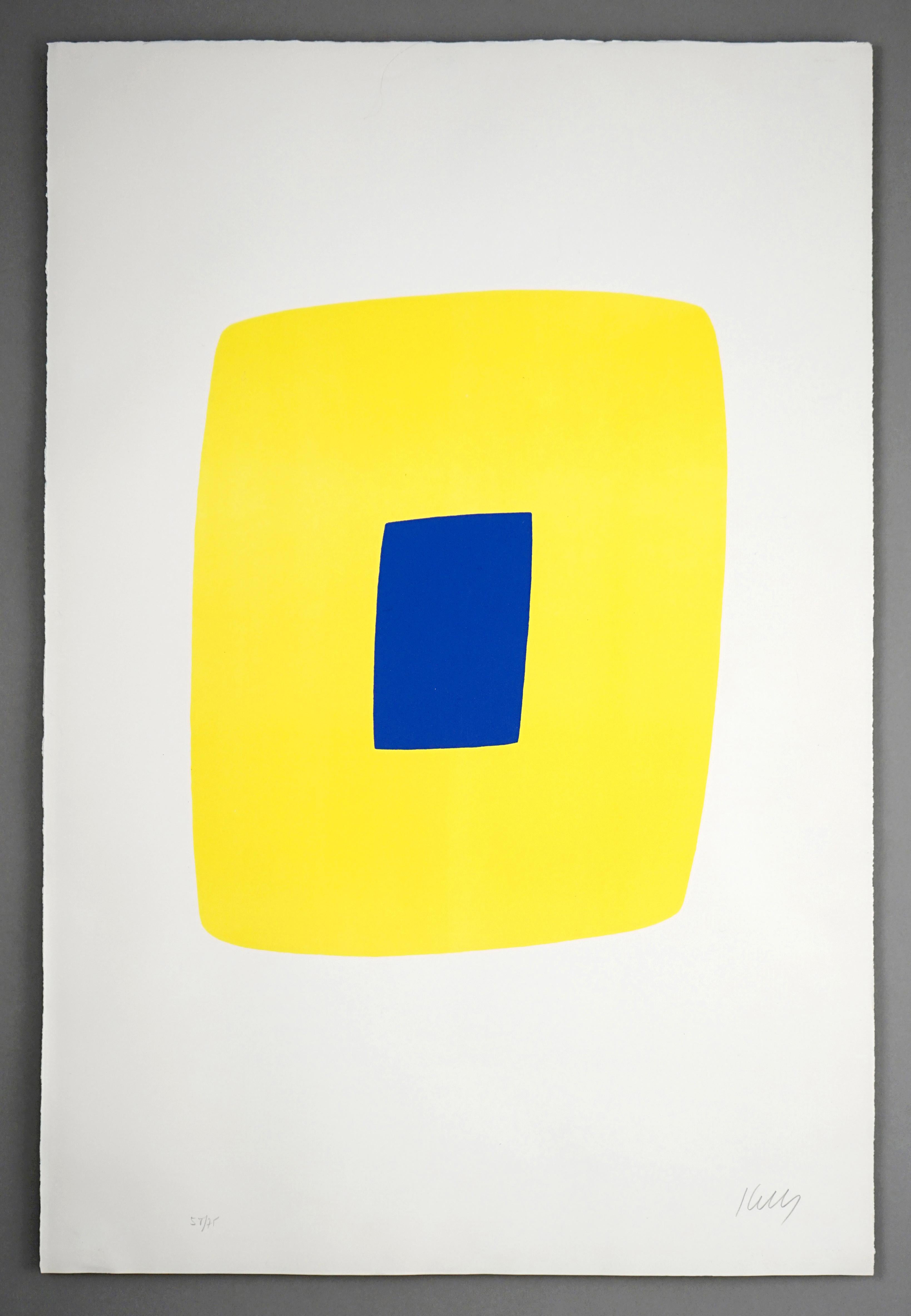 Ellsworth Kelly Abstract Print – Gelb mit Dunkelblau (Jaune avec bleu foncé)