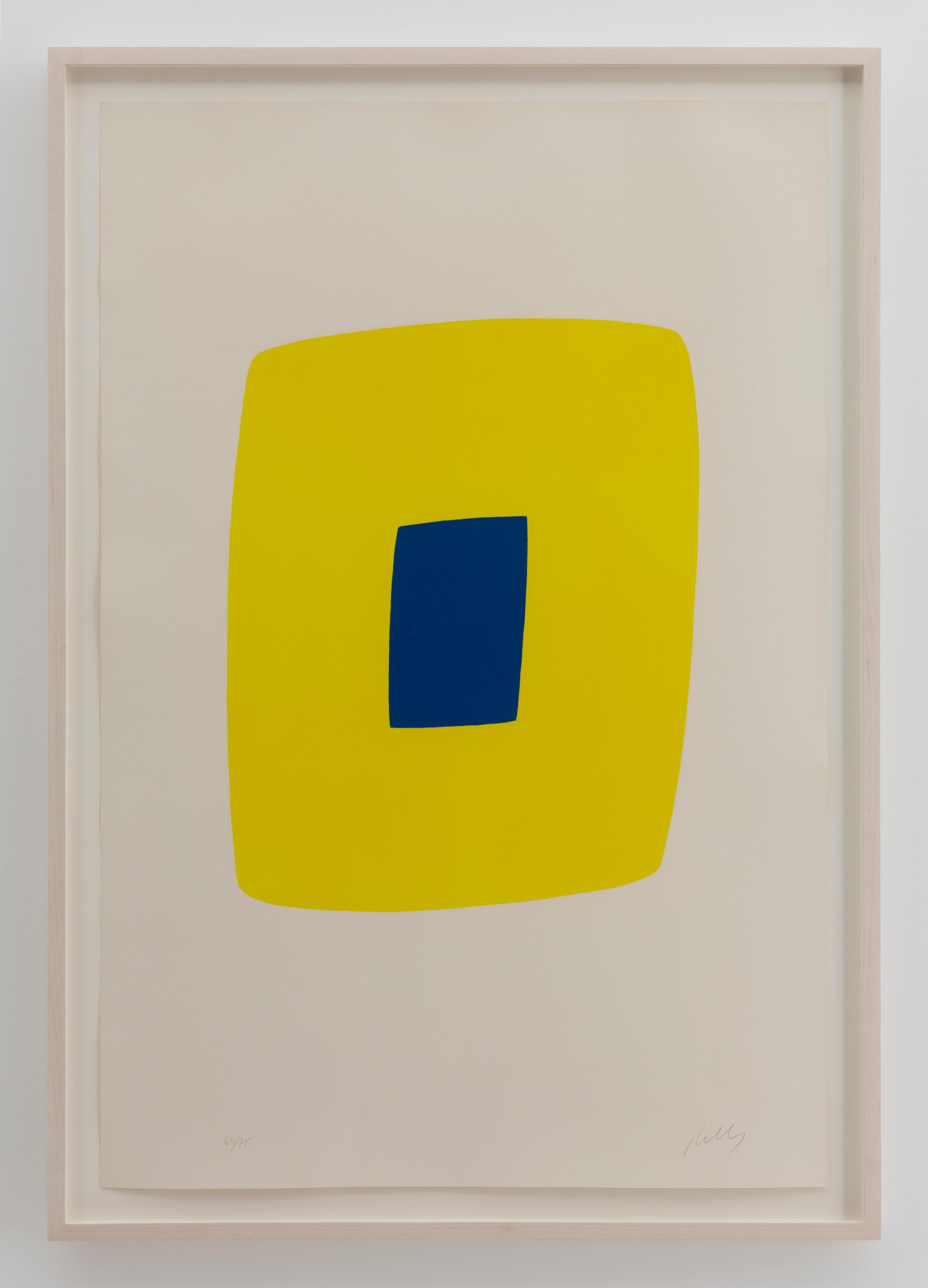 Yellow with Dark Blue (Jaune Clair avec Bleu Foncé) - Abstract Geometric Print by Ellsworth Kelly