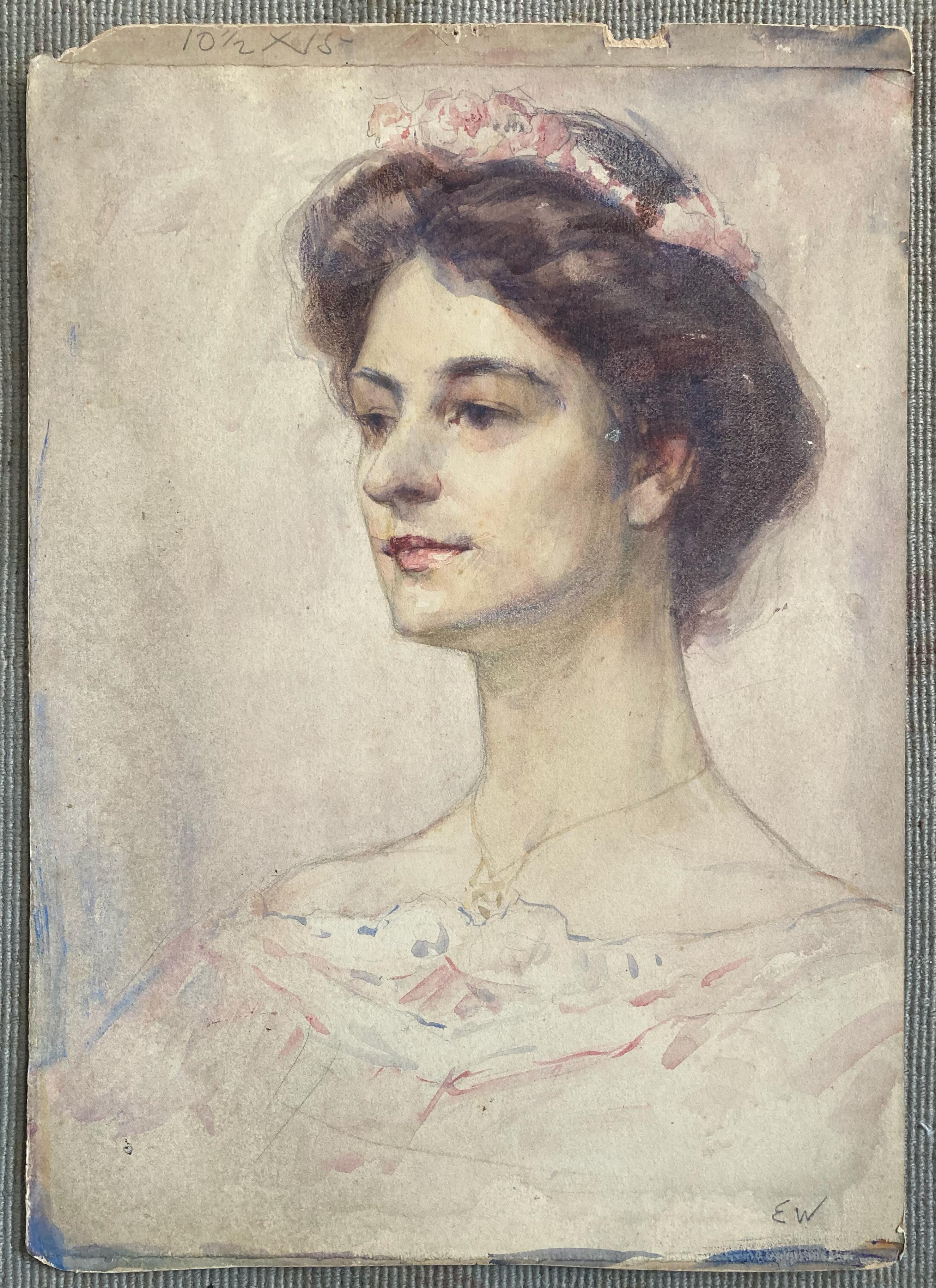 Porträt einer Dame (von einem führenden Vertreter der „Südamerikanischen Kunstrenaissance“) – 20. Jahrhundert (Romantik), Painting, von Ellsworth Woodward