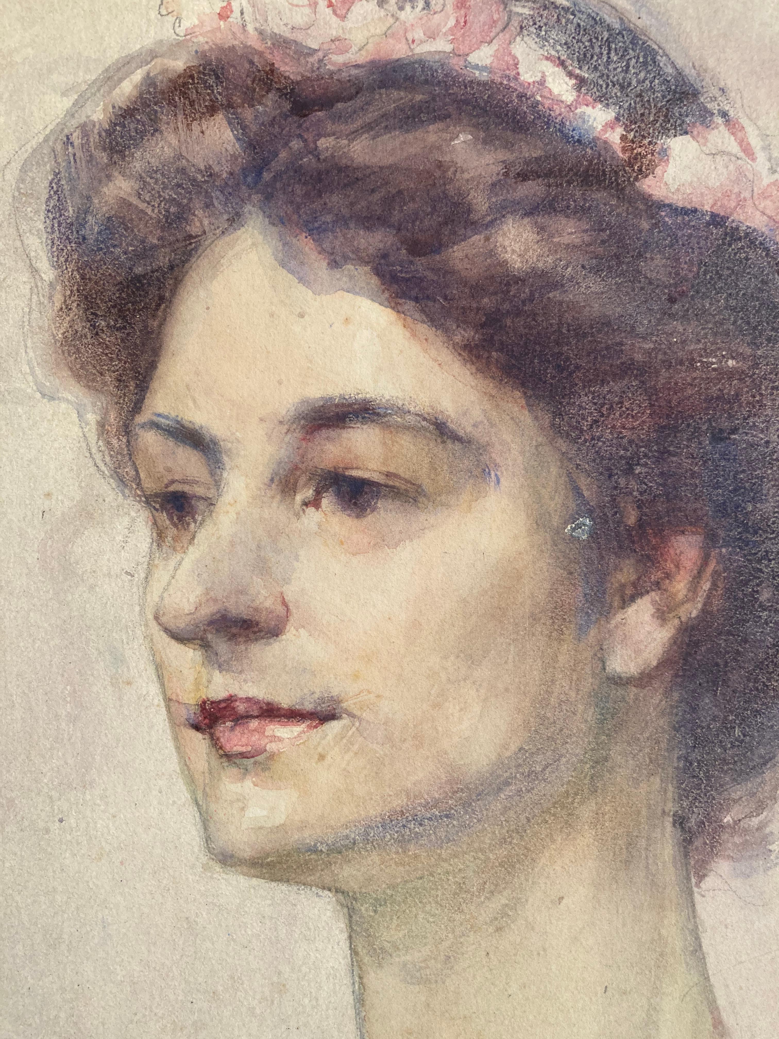 Porträt einer Dame (von einem führenden Vertreter der „Südamerikanischen Kunstrenaissance“) – 20. Jahrhundert (Beige), Portrait Painting, von Ellsworth Woodward