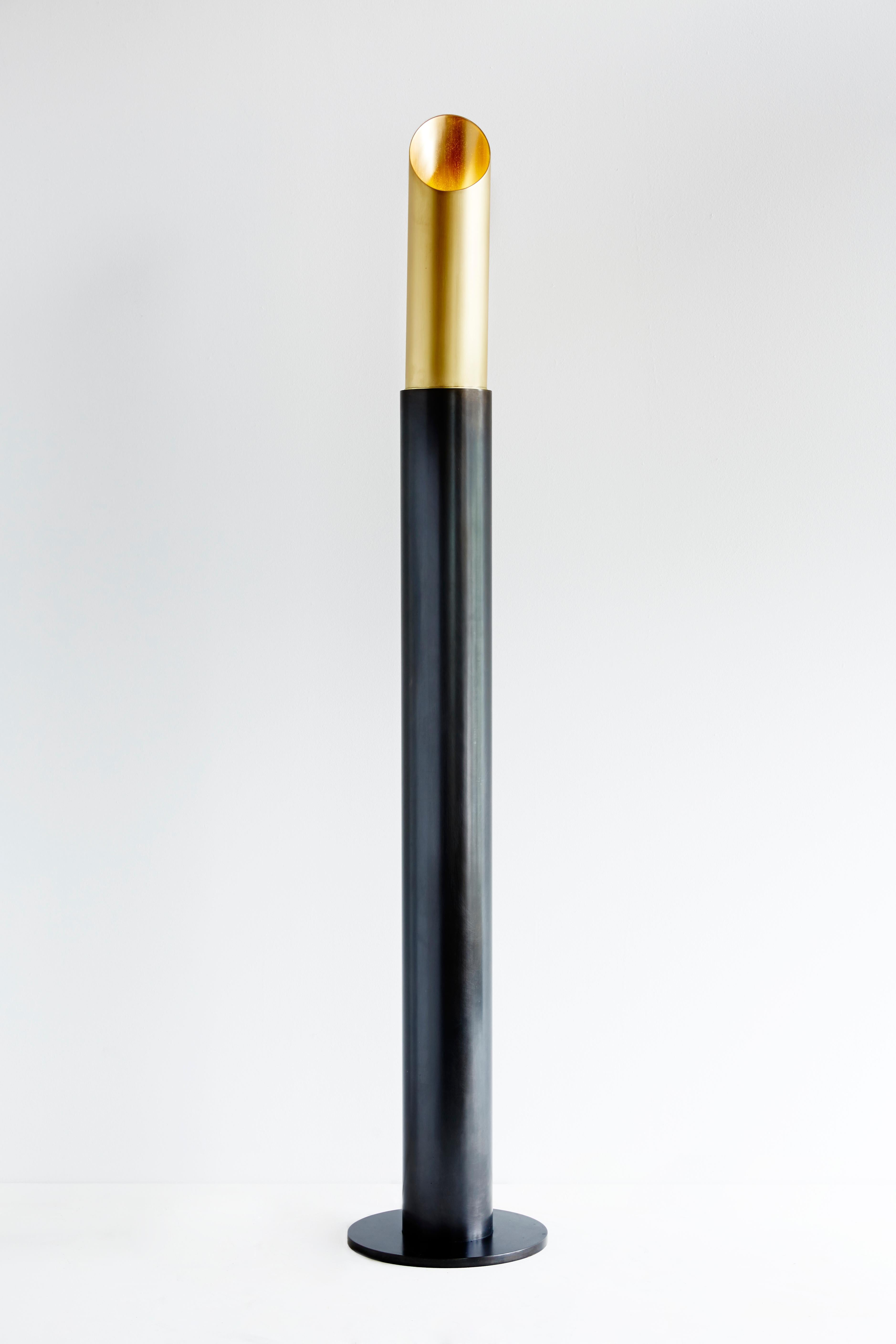 Ellsyn lamp in black steel and brass by Cam Crockford

Materials: Blackened steel - brass
Dimensions: 5 W x 5 D x 56 H inches.