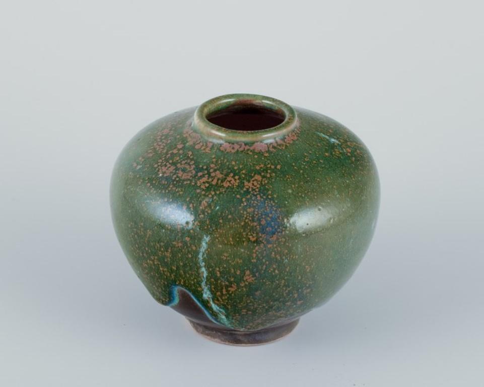 Elly Kuch and Wilhelm Kuch, Germany. Two ceramic vases in green and brown tones For Sale 1