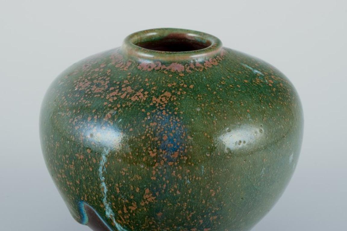 Elly Kuch and Wilhelm Kuch, Germany. Two ceramic vases in green and brown tones For Sale 2