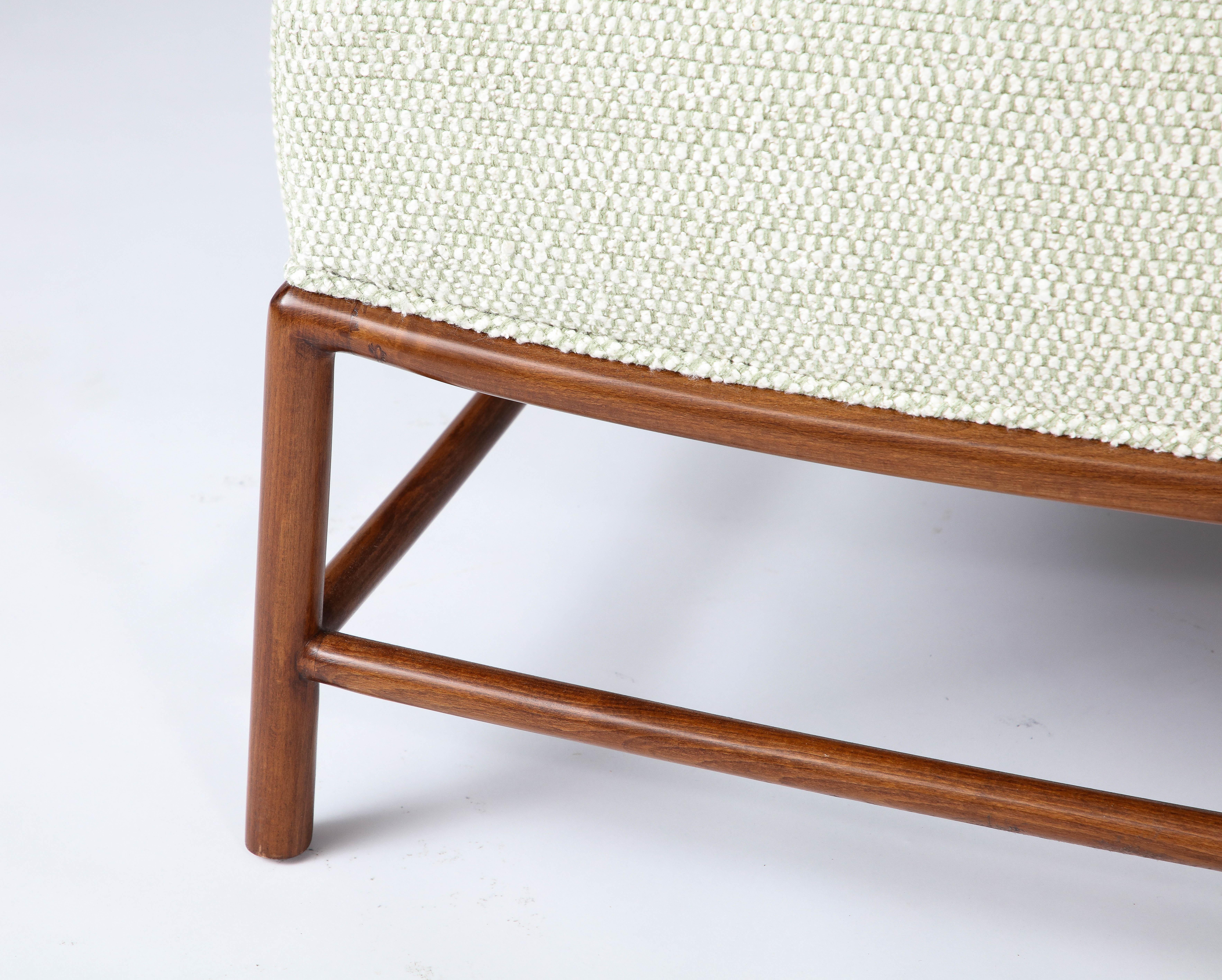 Mid-20th Century Elm and Boucle Upholstered Stool by T.H. Robsjohn-Gibbings, c. 1960 For Sale