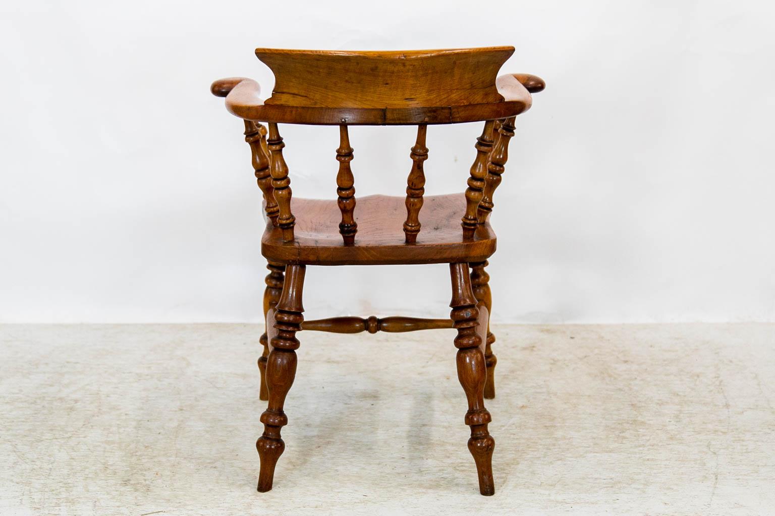 English Elm and Fruitwood Captain's Chair For Sale
