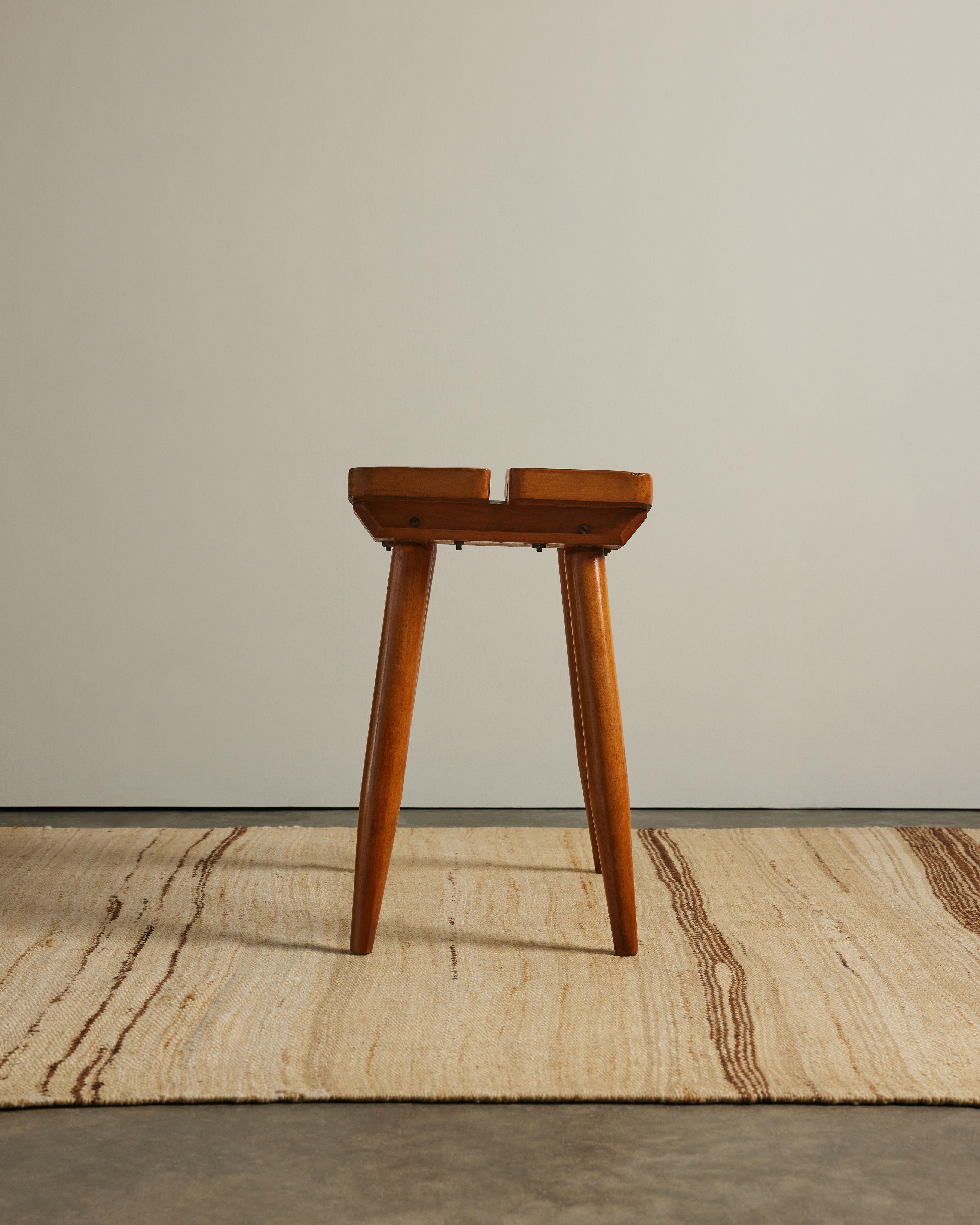 Elm and Iron Stool by Atelier Marolles, France, c. 1950 en venta 5