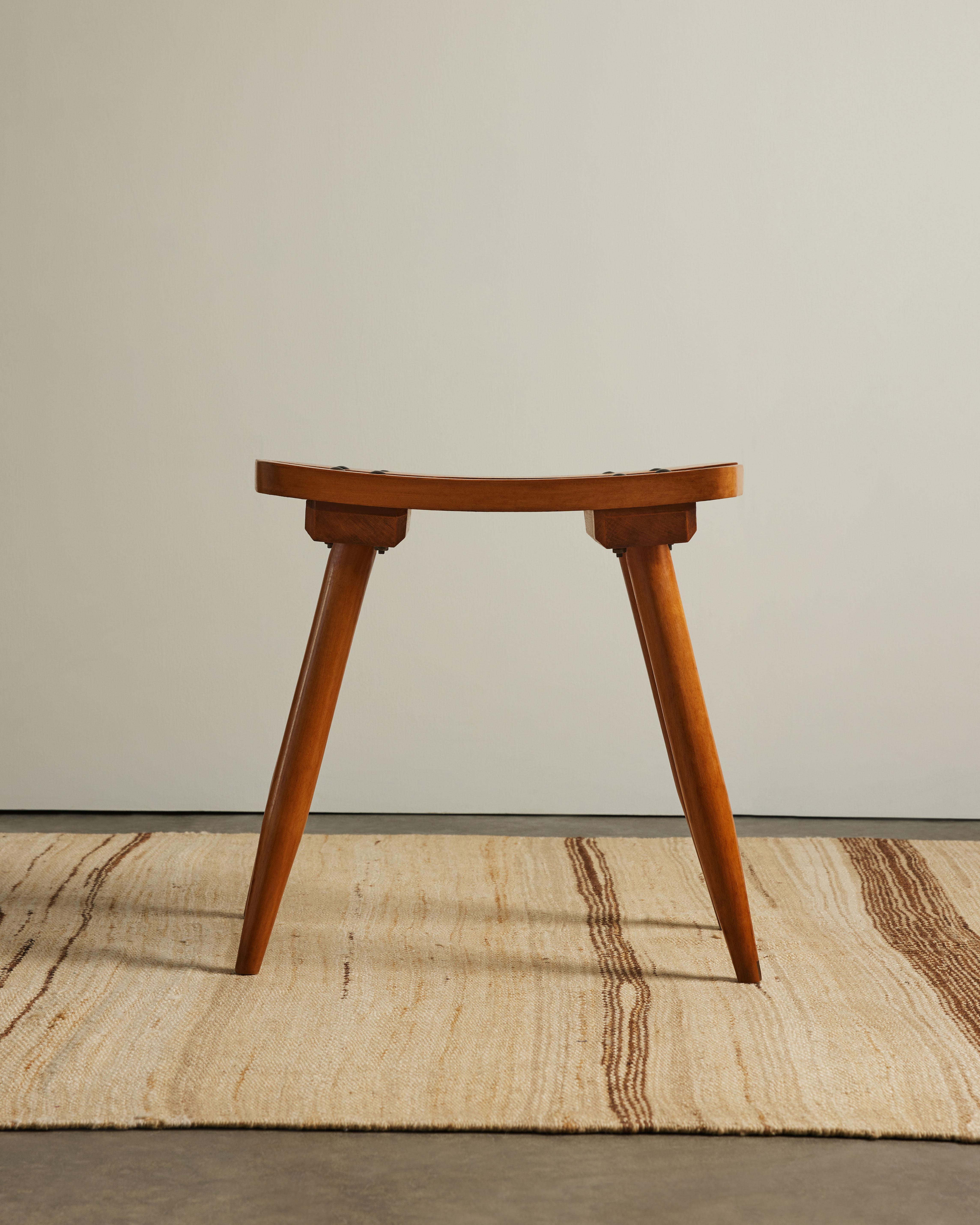 Elm and Iron Stool by Atelier Marolles, France, c. 1950 en venta 8