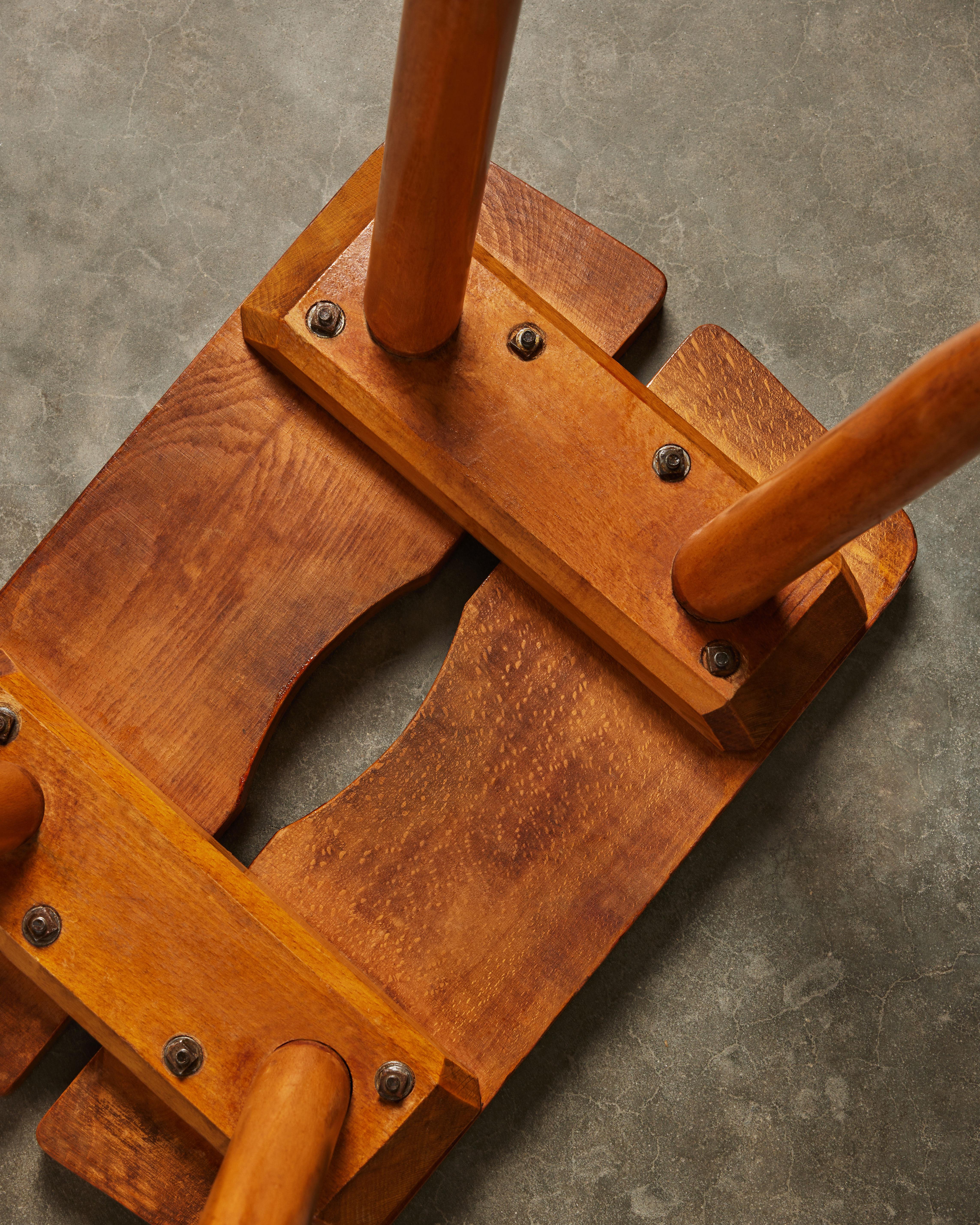 Elm and Iron Stool by Atelier Marolles, France, c. 1950 en venta 1