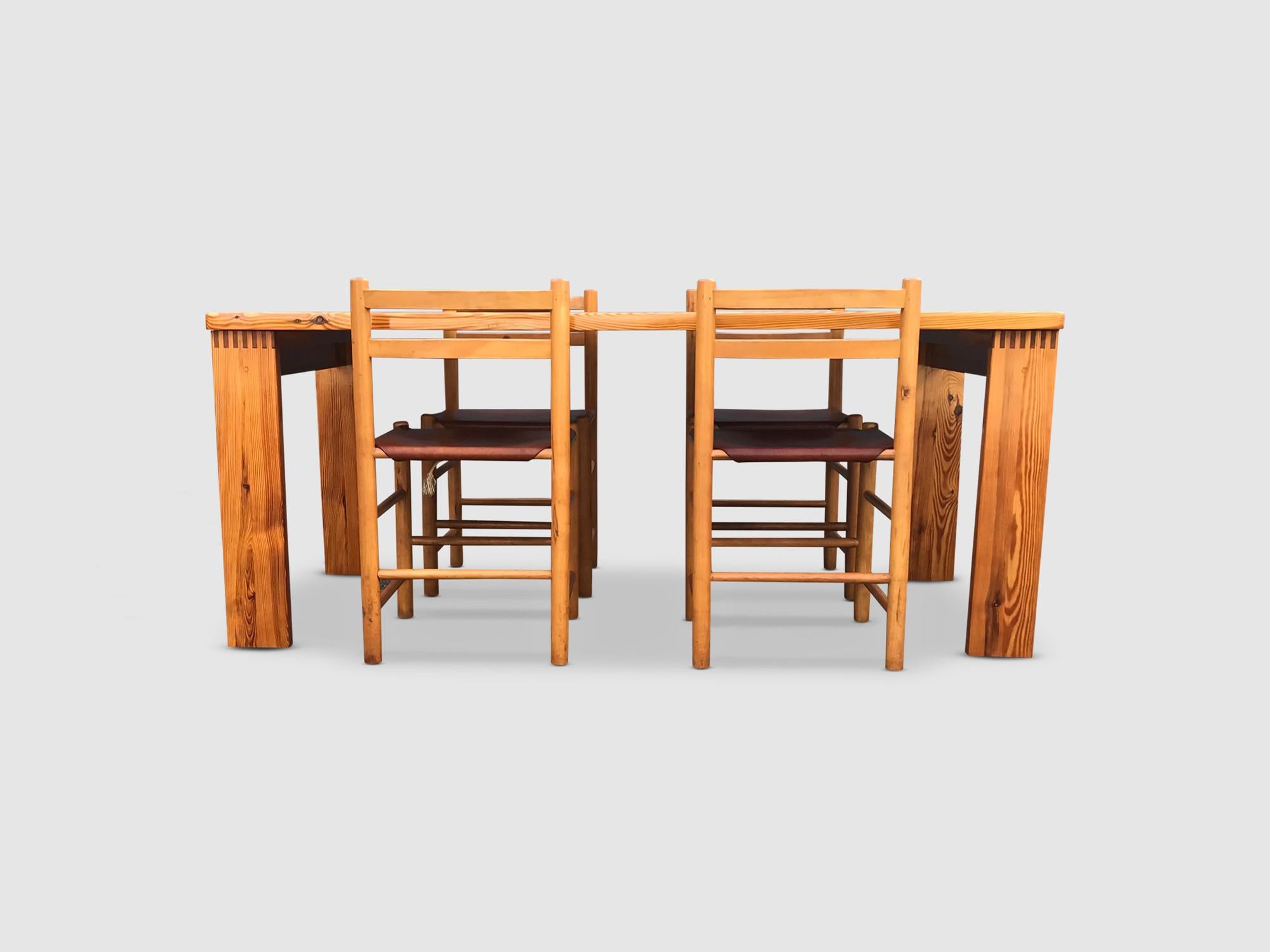 Elm and leather dining chair by Ate van Apeldoorn -Houtwerk Hattem 1960s, set 4 1