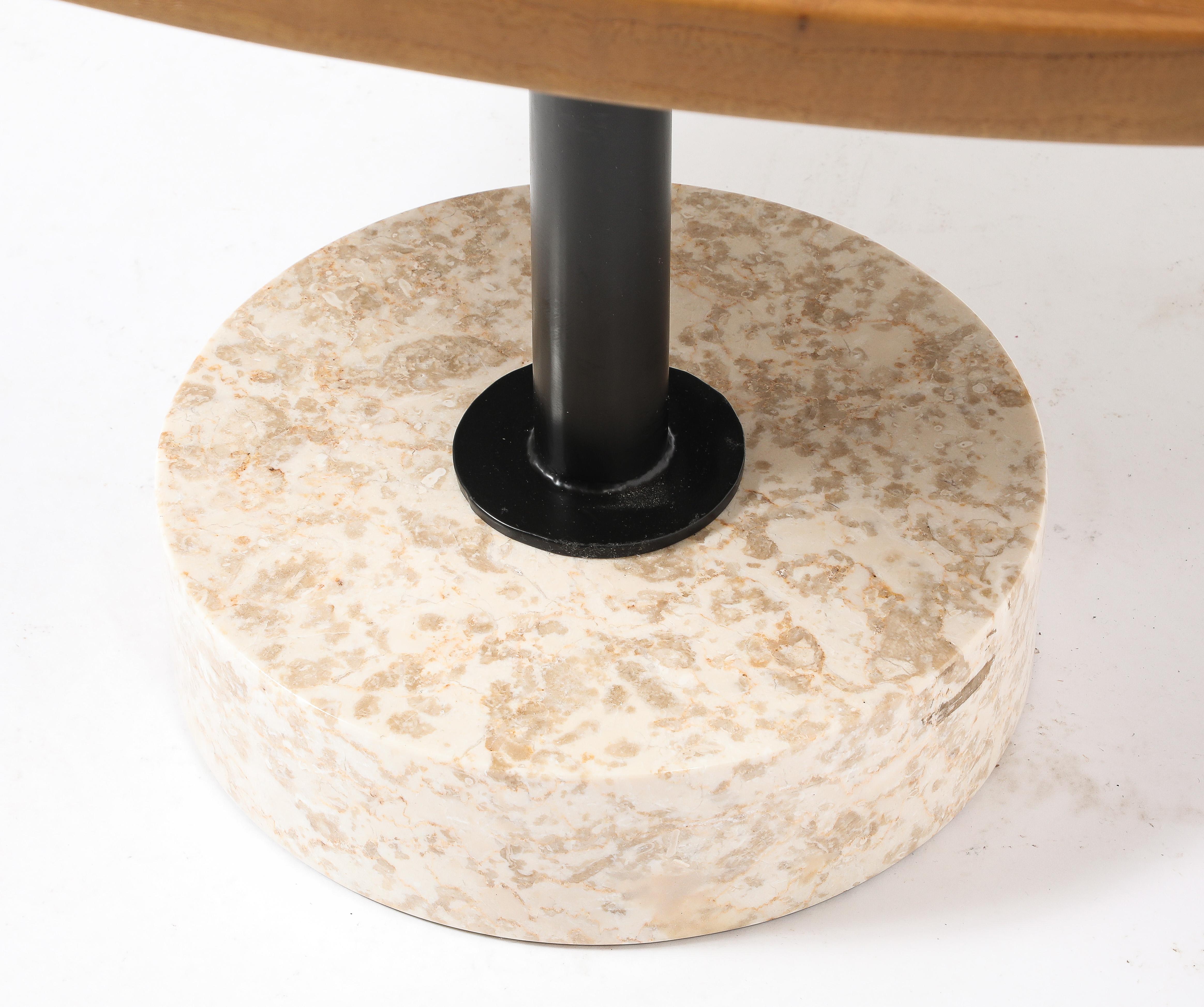 Table en orme et marbre, France, années 1960 en vente 2