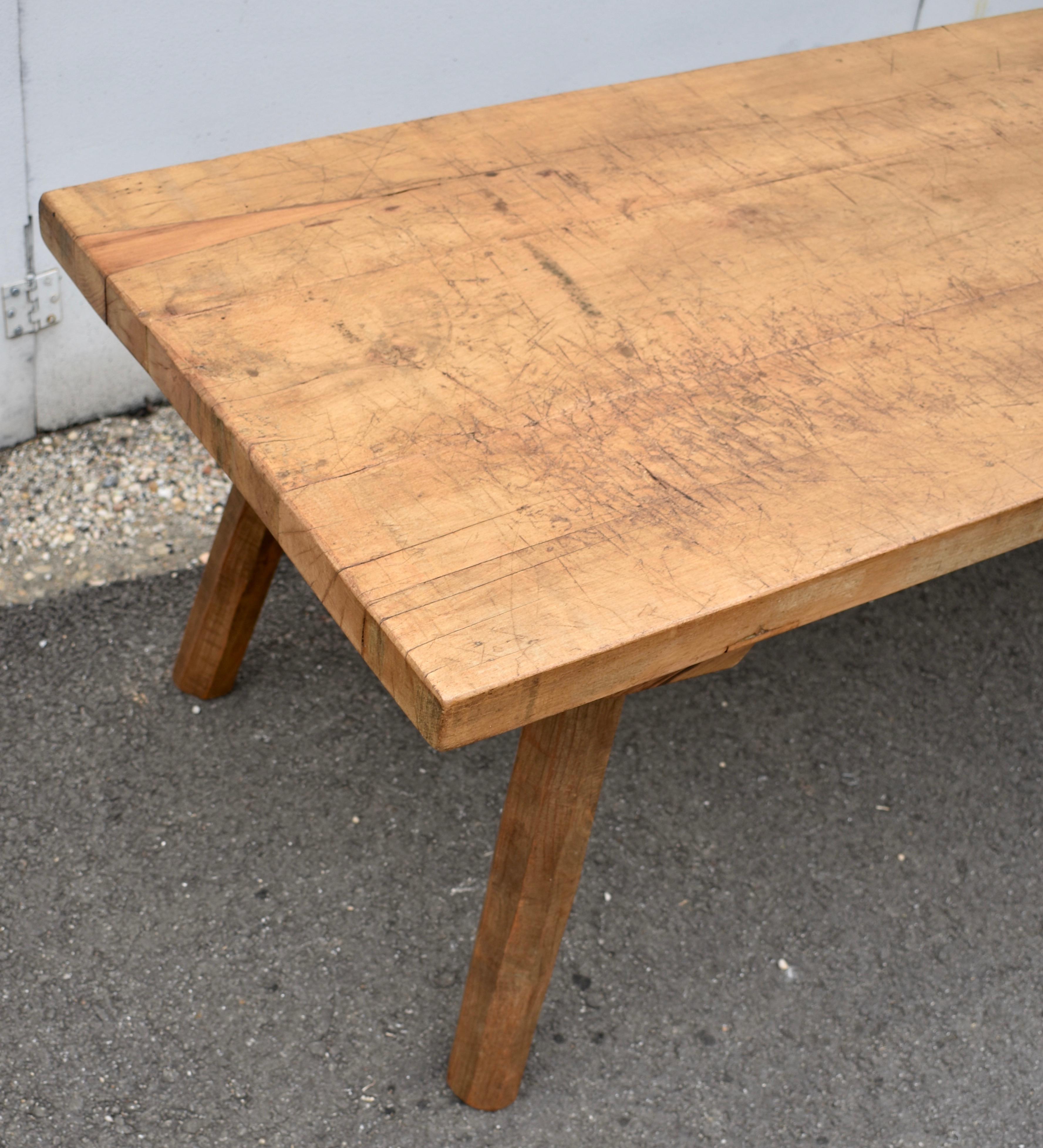 Elm and Oak Pig Bench Butcher's Block Coffee Table For Sale 5