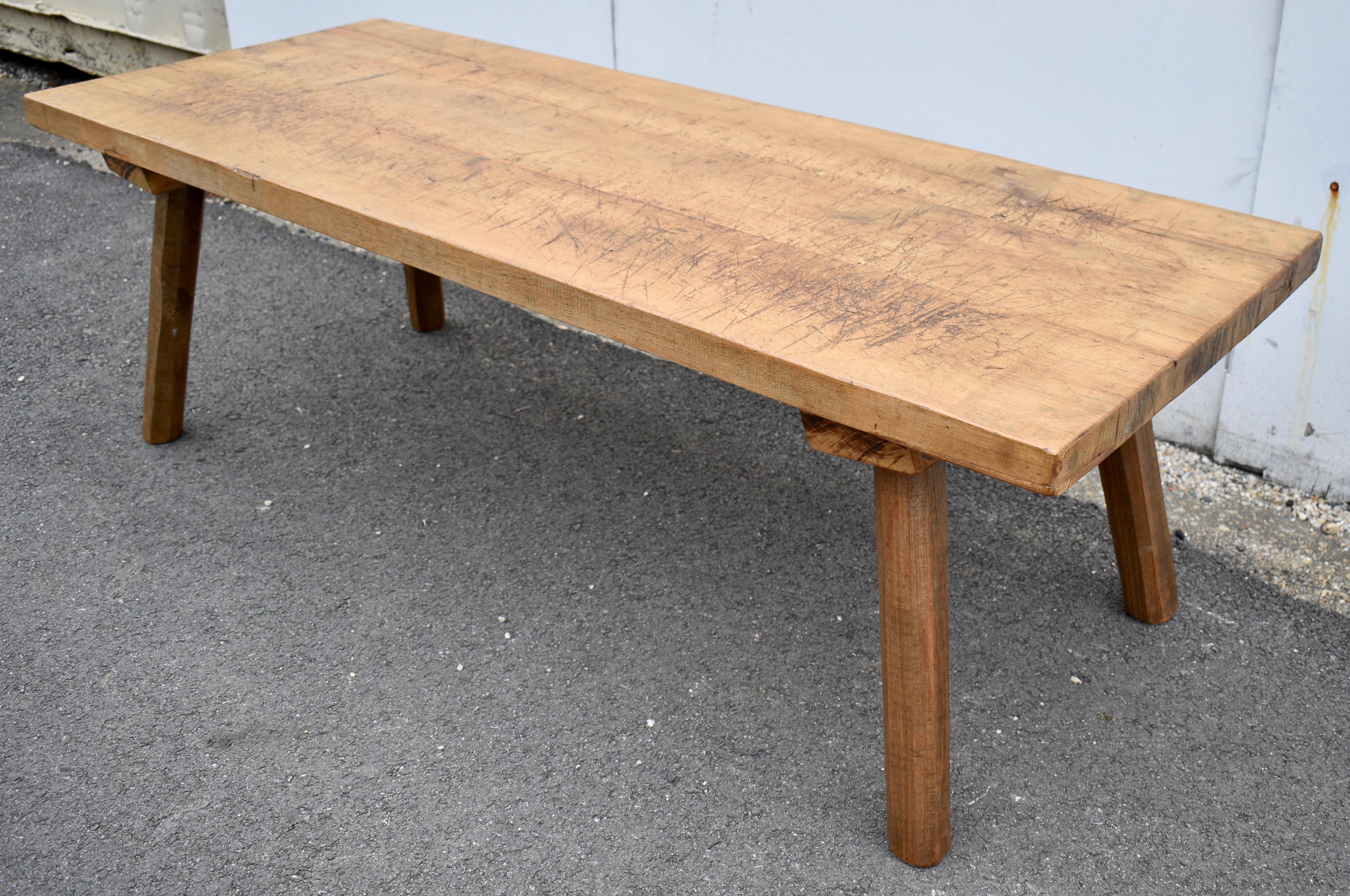 Elm and Oak Pig Bench Butcher's Block Coffee Table For Sale 7