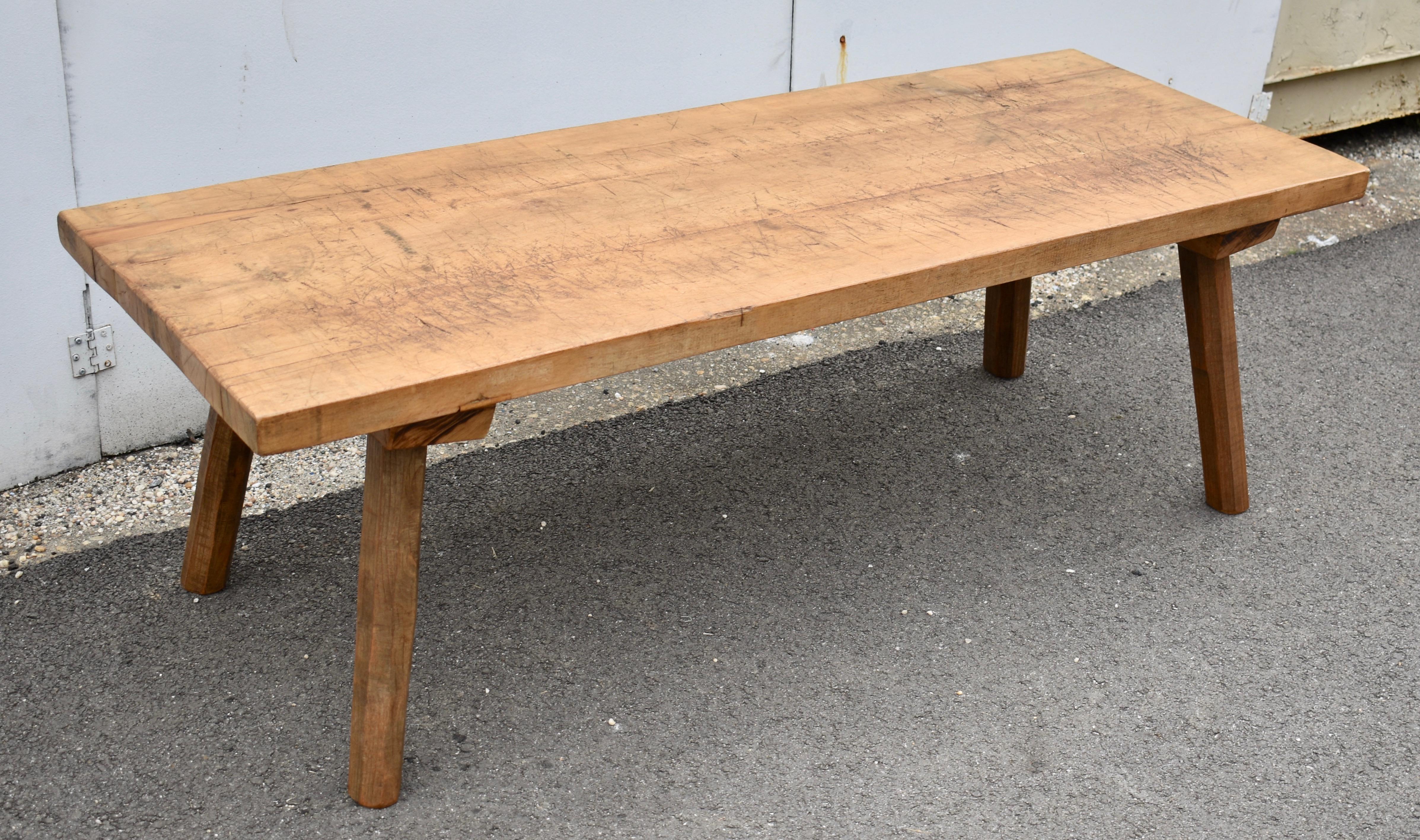 Hungarian Elm and Oak Pig Bench Butcher's Block Coffee Table For Sale