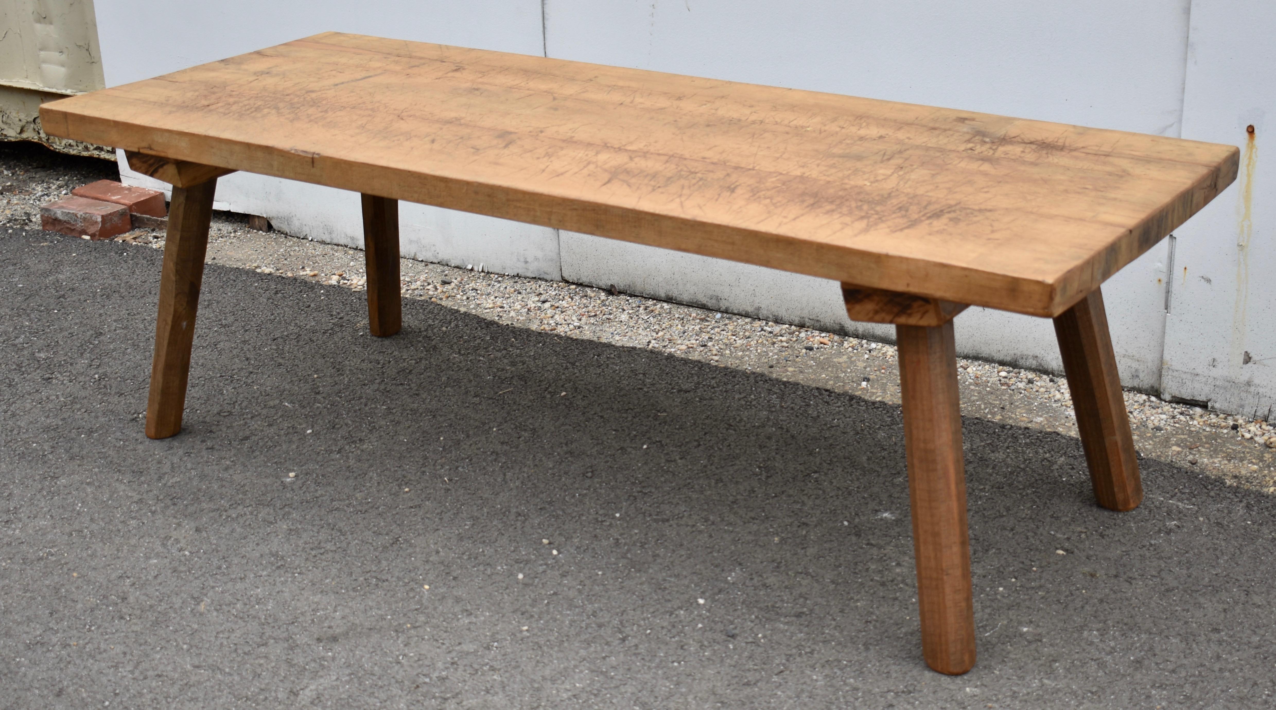 Hungarian Elm and Oak Pig Bench Butcher's Block Coffee Table For Sale