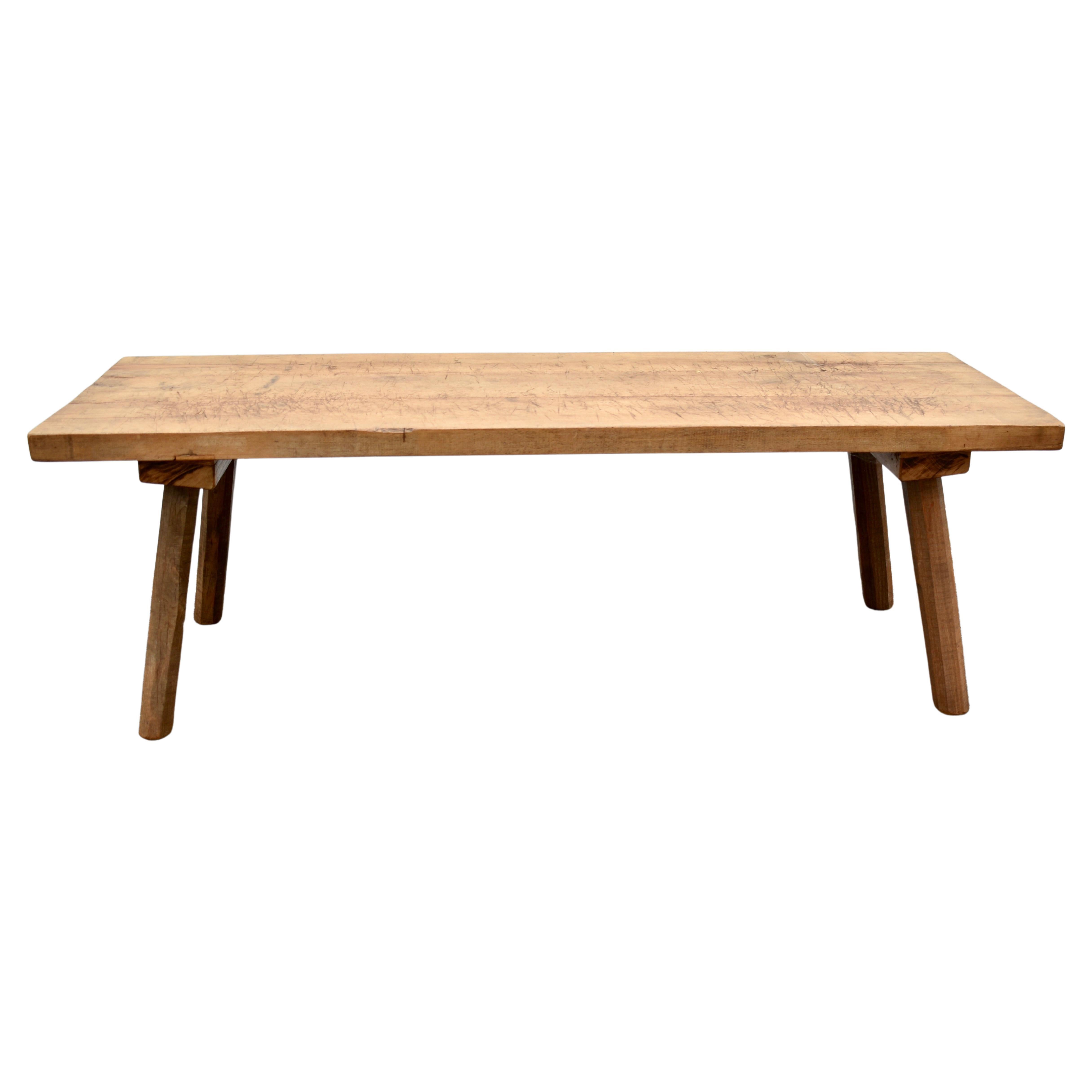 Elm and Oak Pig Bench Butcher's Block Coffee Table For Sale