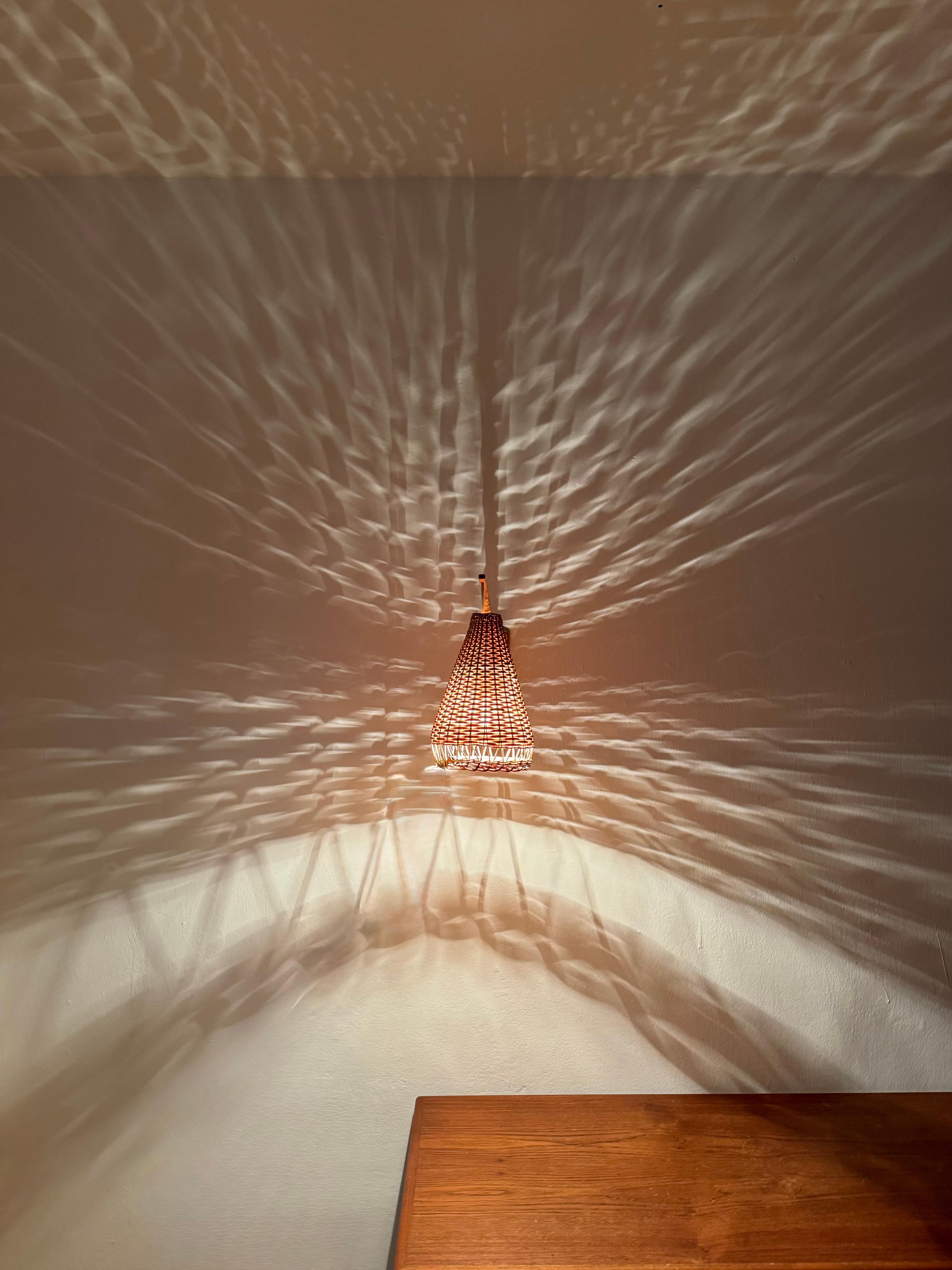 Elm and Wicker Wall Lamp For Sale 5
