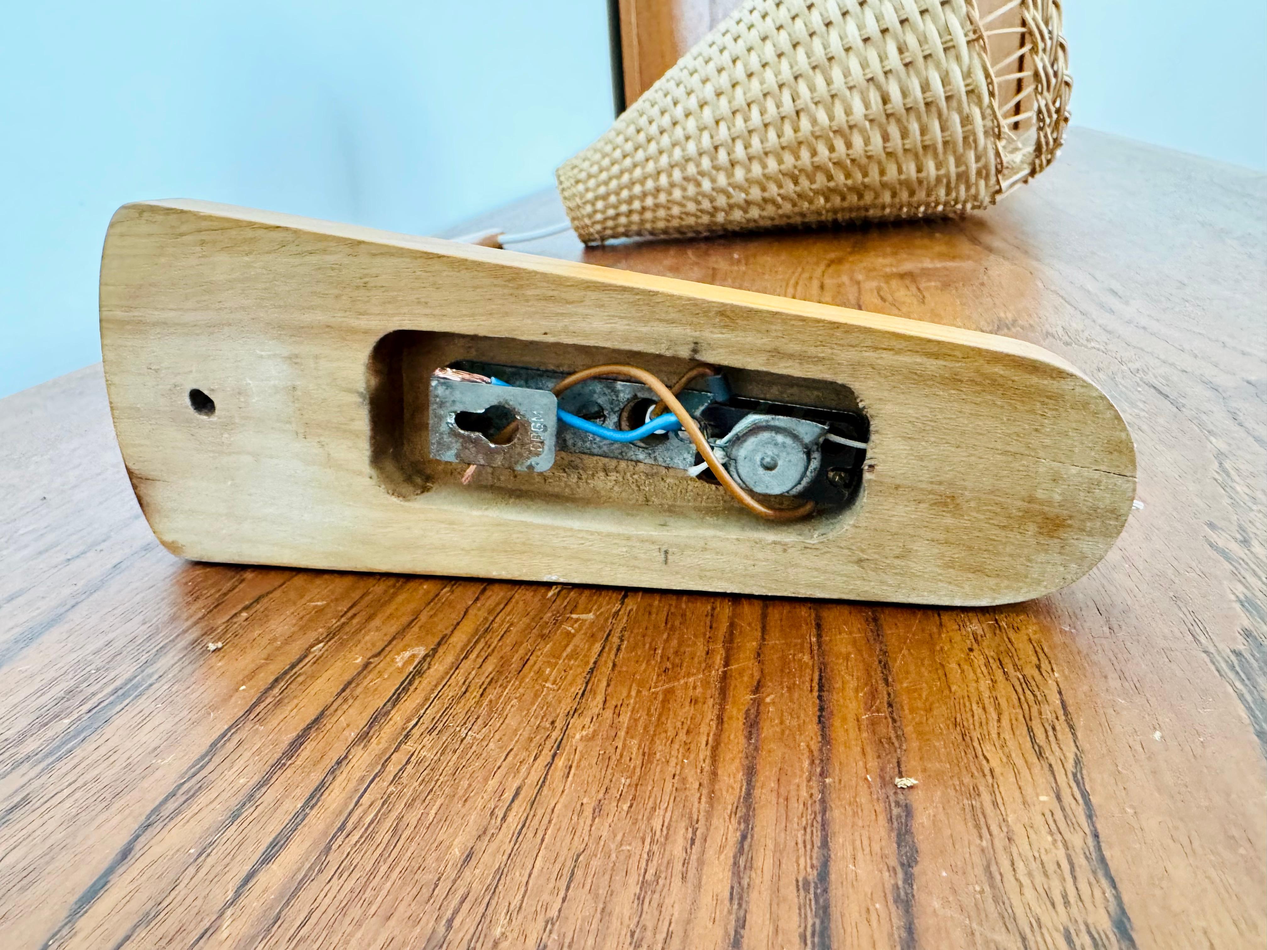 Elm and Wicker Wall Lamp For Sale 9